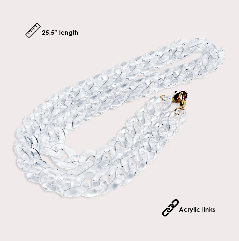 Mask Chain Necklace - 19mm Curb in Clear Lucite - Image 5