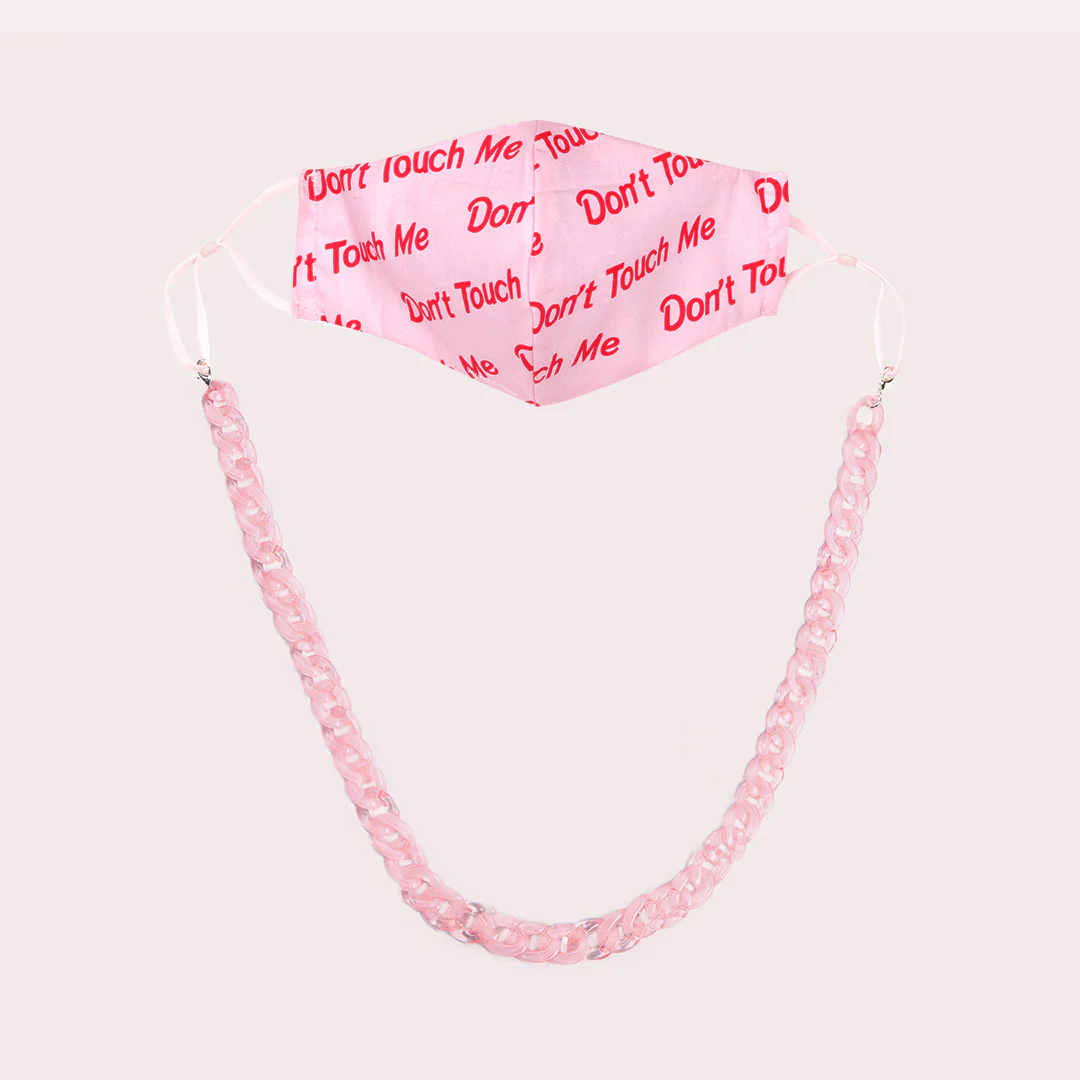 Mask Chain Necklace - 19mm Curb in Pink Quartz - Image 2