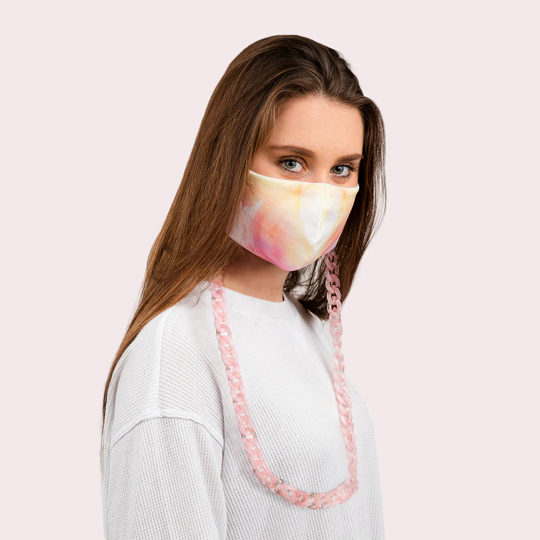 Mask Chain Necklace - 19mm Curb in Pink Quartz - Image 3