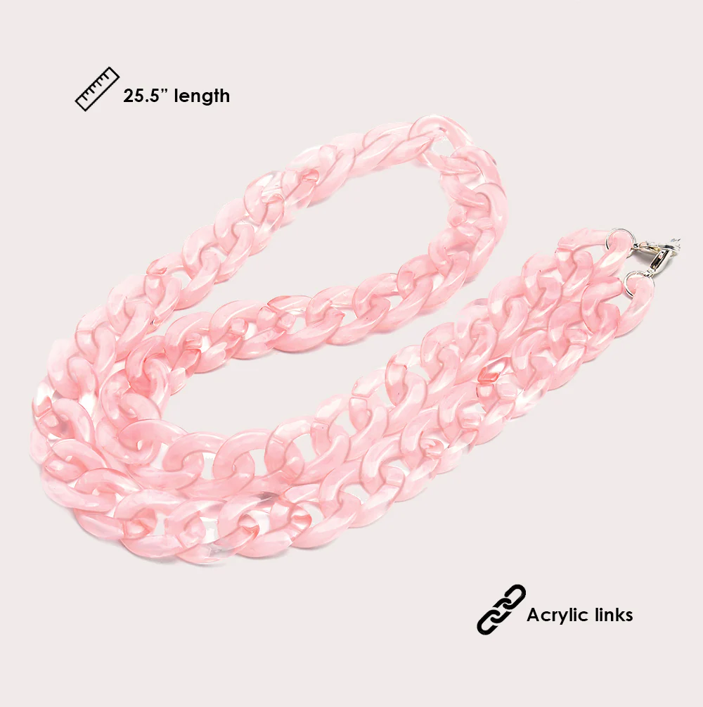 Mask Chain Necklace - 19mm Curb in Pink Quartz - Image 5