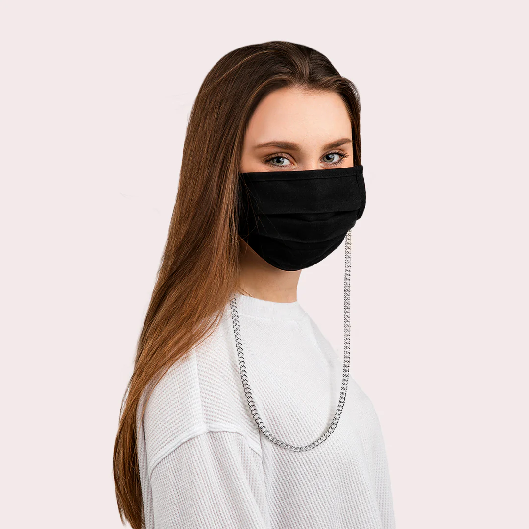 Mask Chain Necklace - 5mm Curb in Silver - Image 2
