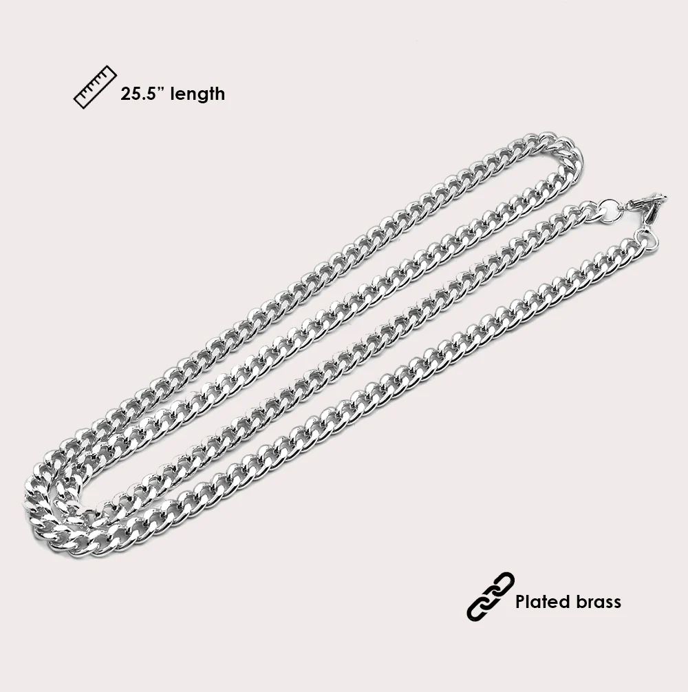 Mask Chain Necklace - 5mm Curb in Silver - Image 4