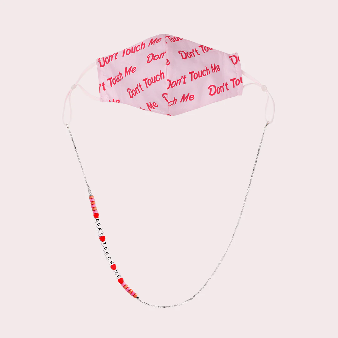 Mask Chain Necklace - 3mm Dont Touch Me Beads in Silver - Image 3