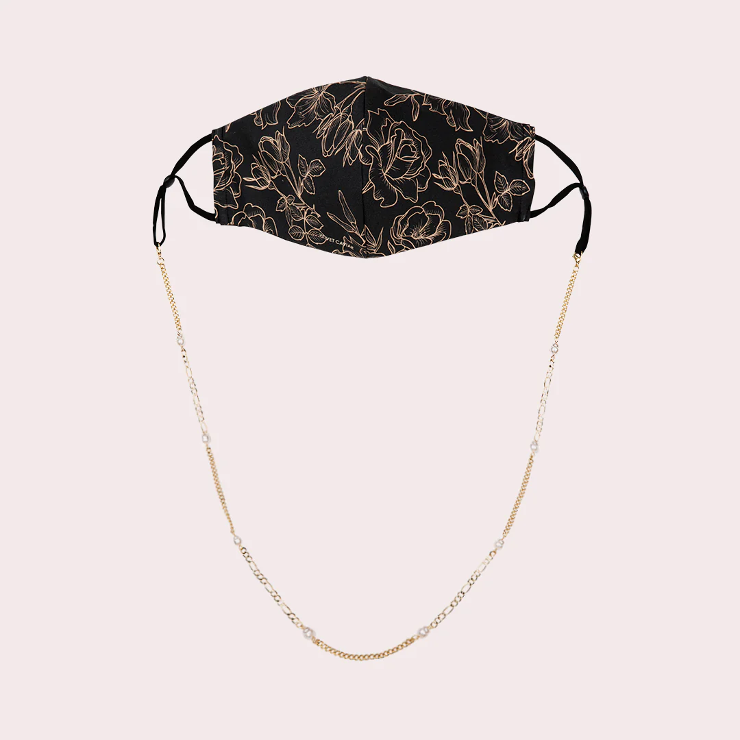 Mask Chain Necklace - 5mm Mixed Pearl in Gold - Image 3