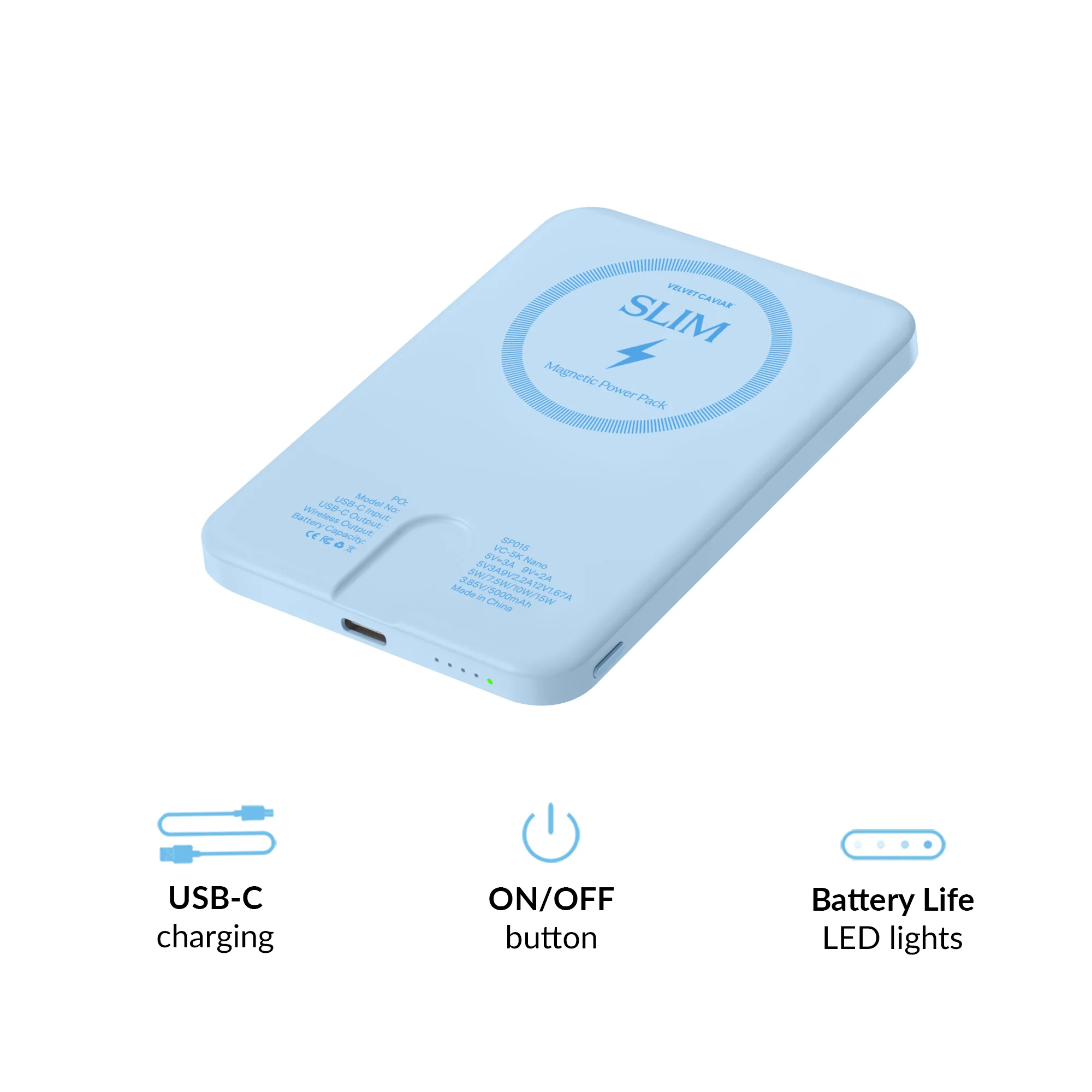Cotton Candy Blue Slim MagSafe Battery Power Pack - Image 3