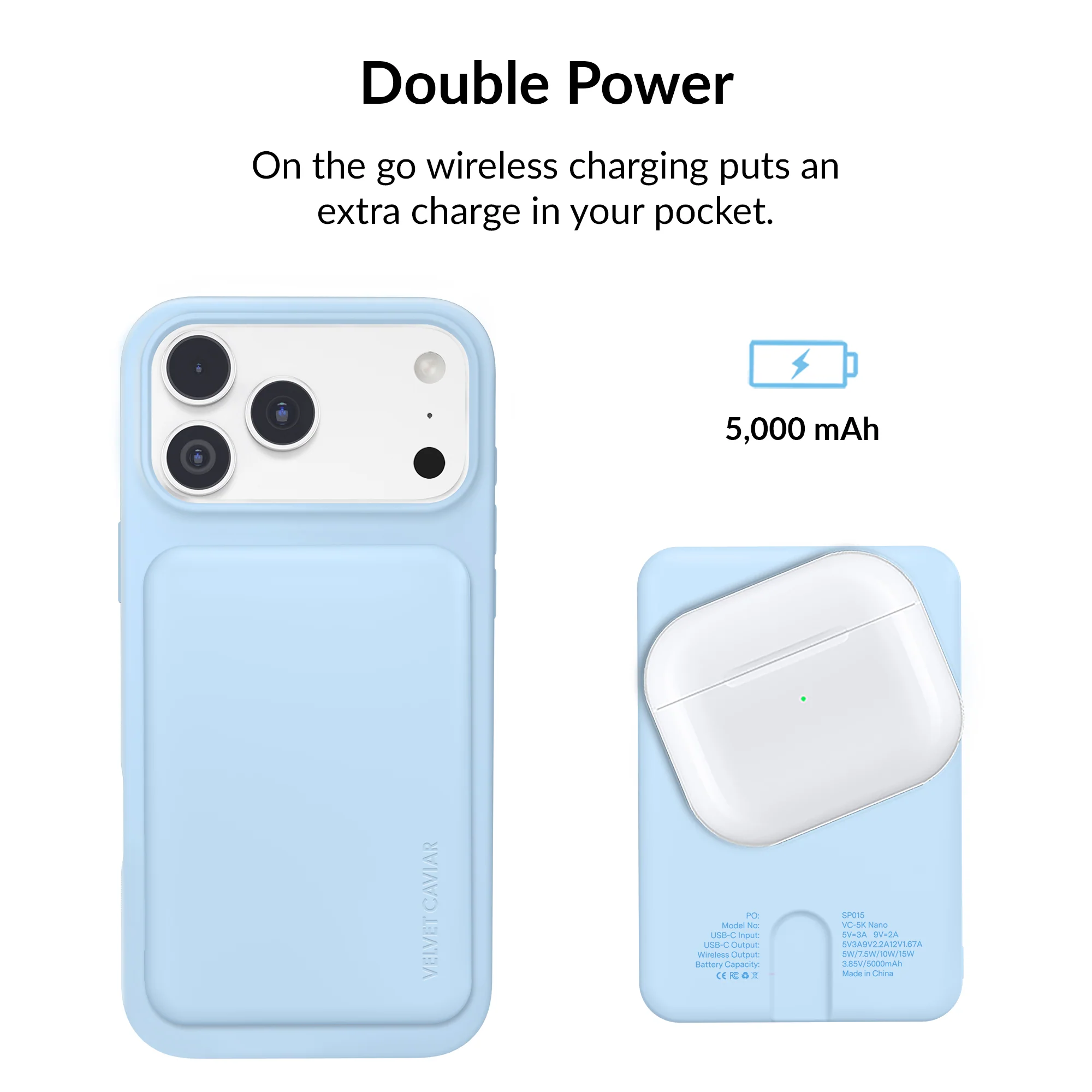 Cotton Candy Blue Slim MagSafe Battery Power Pack - Image 4