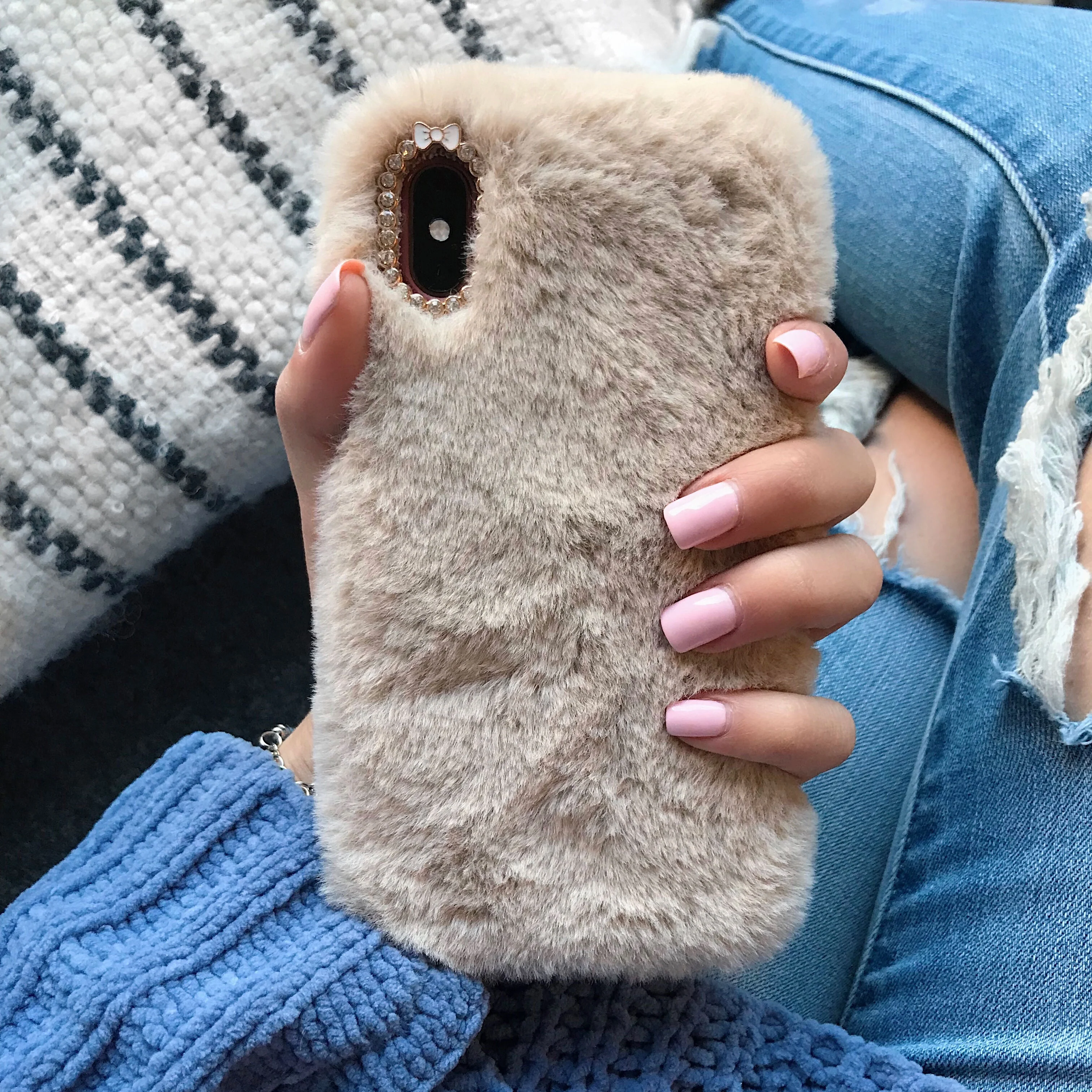 Beige Faux Fur iPhone Case - Image 22