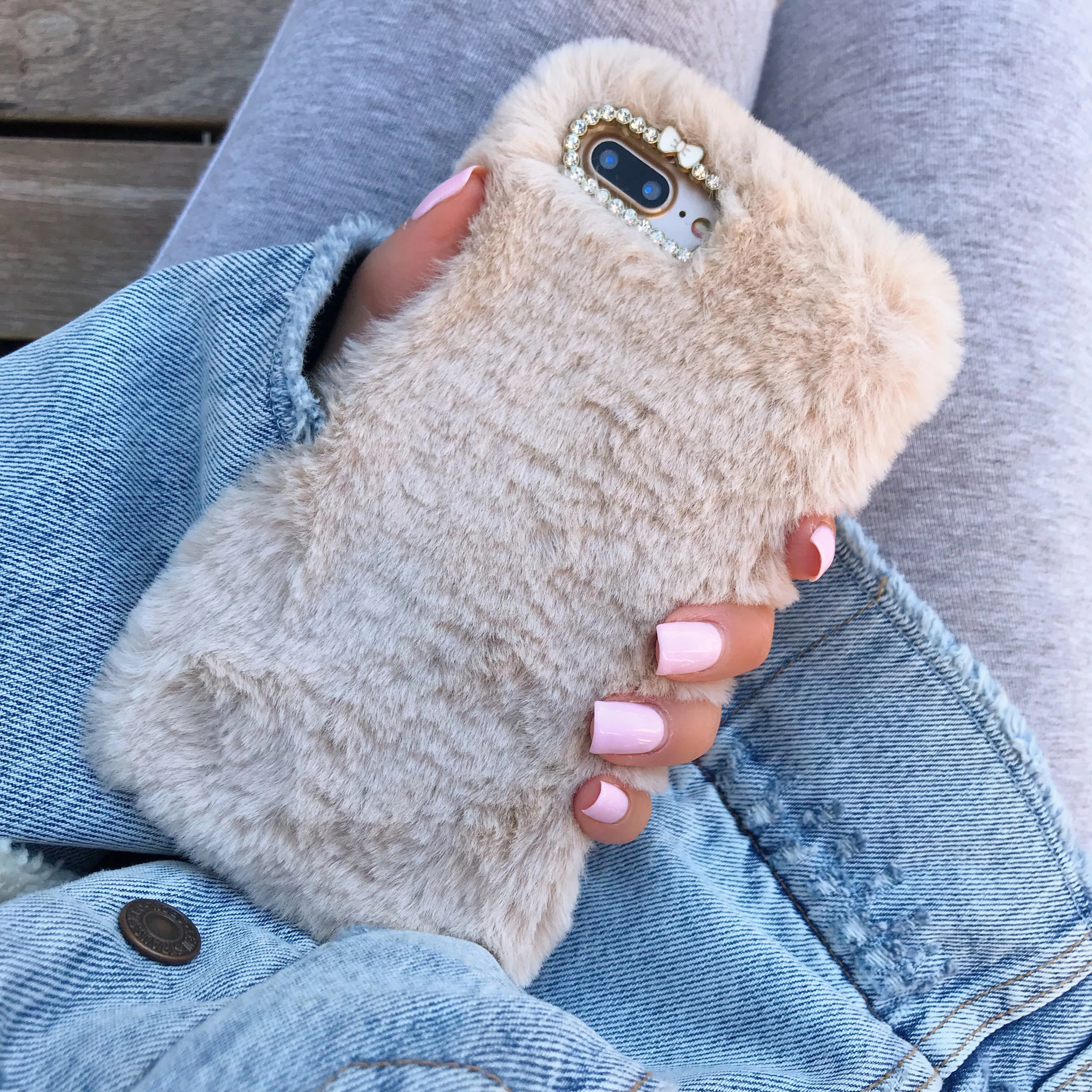Beige Faux Fur iPhone Case - Image 7