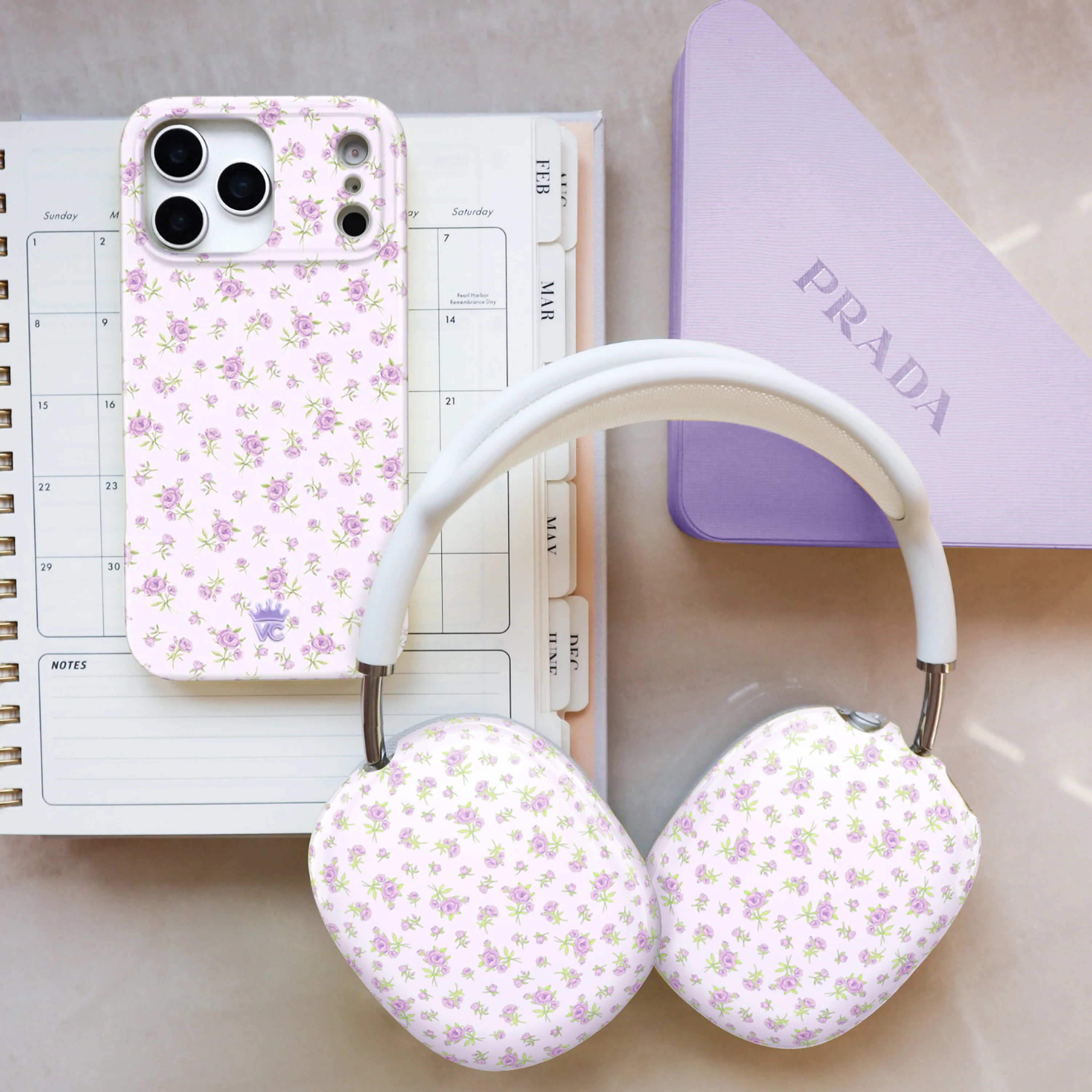 Dainty Lilac Floral AirPod Max Case - Image 8