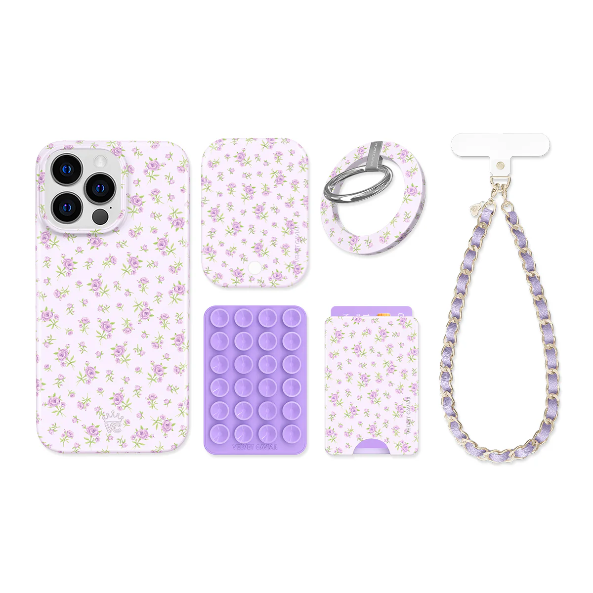 Dainty Lilac Floral iPhone Bundle Set - Image 17