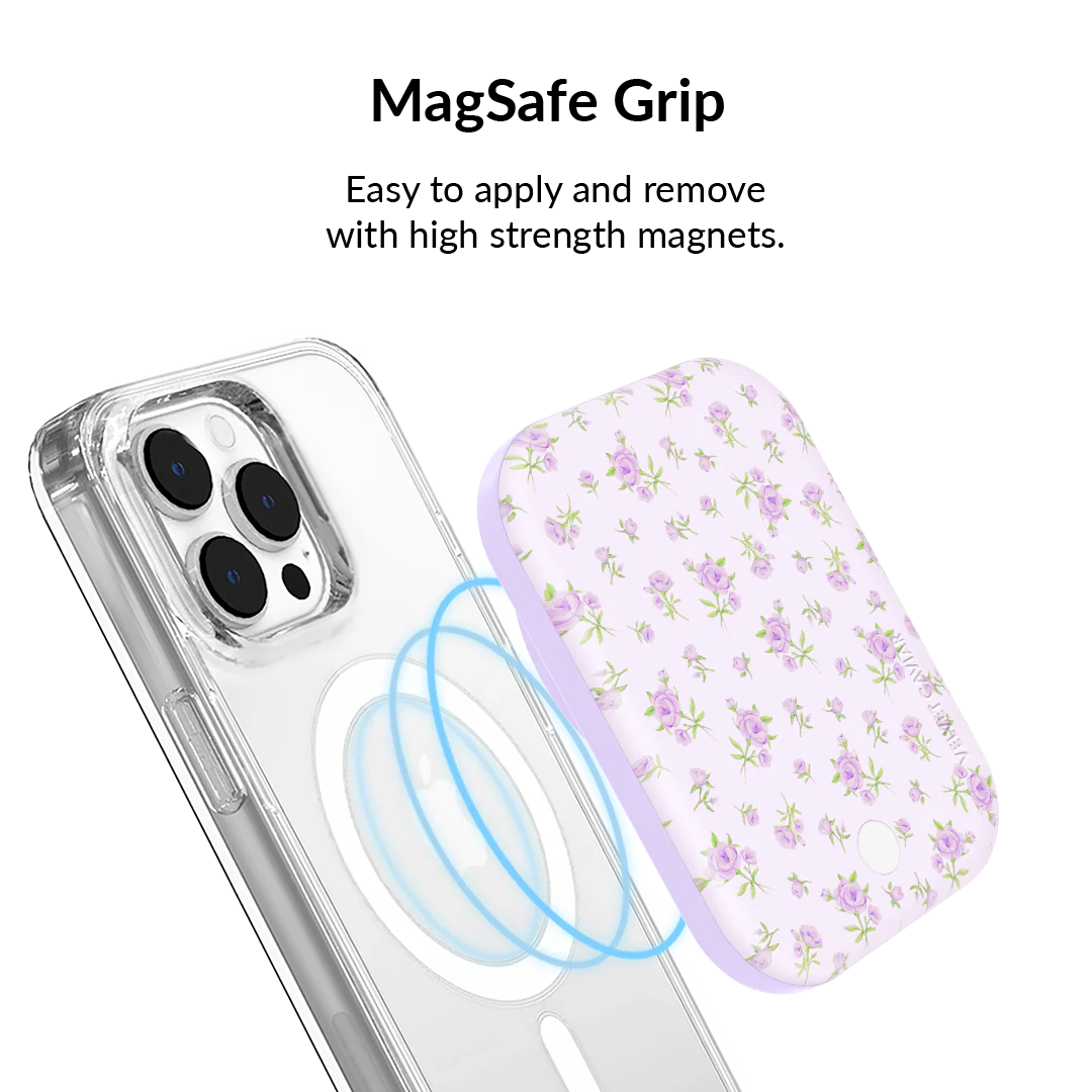 Dainty Lilac Floral MagSafe Battery Power Pack - Image 4