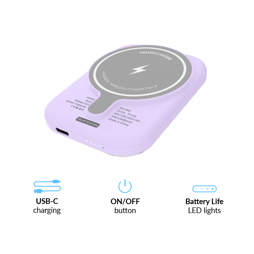 Dainty Lilac Floral MagSafe Battery Power Pack - Image 6