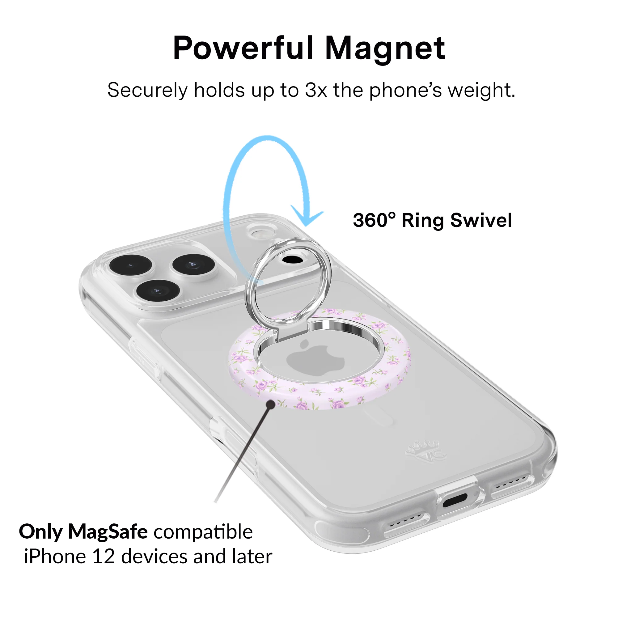Dainty Lilac Floral MagSafe Grip Ring - Image 2