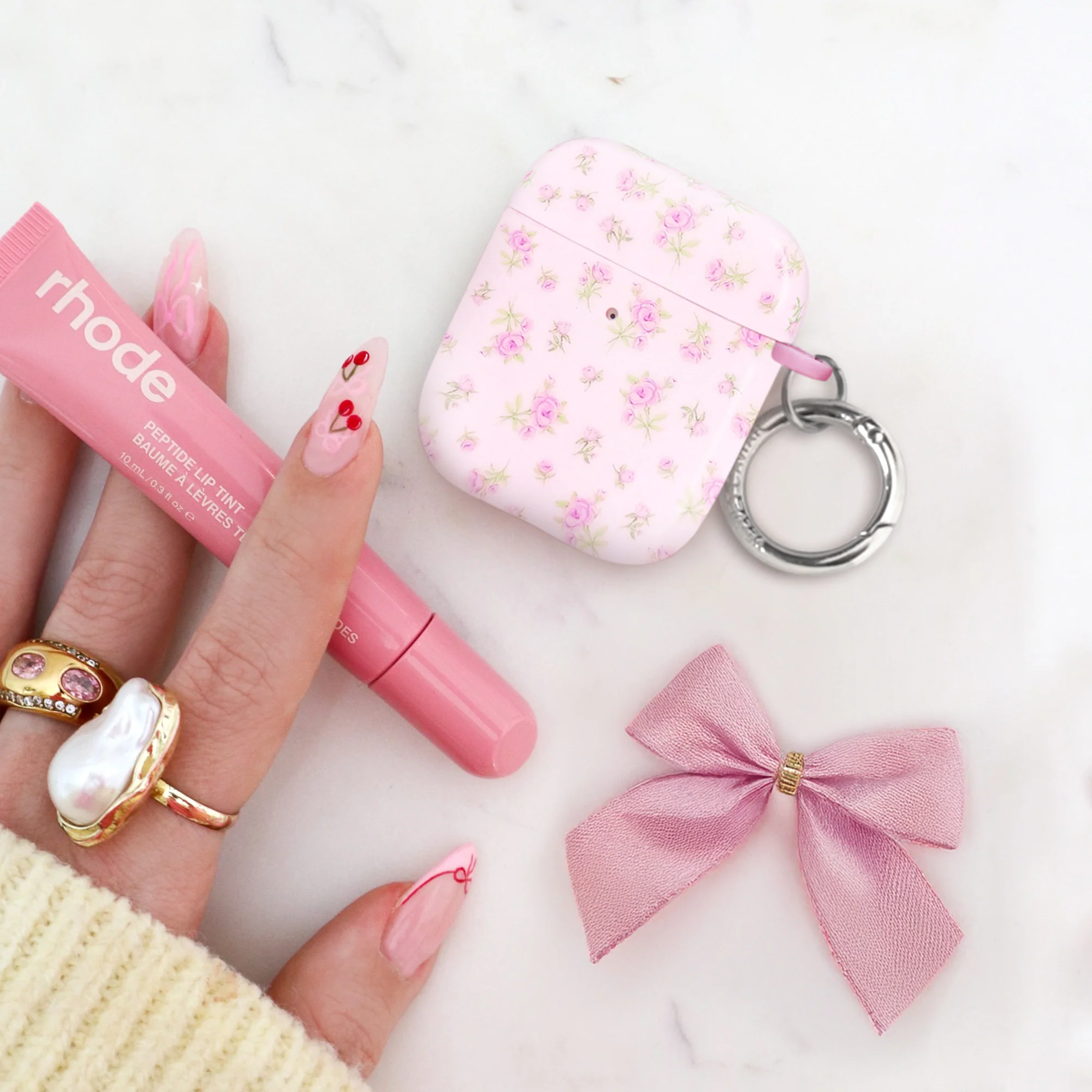 Dainty Pink Floral AirPod Case - Image 24