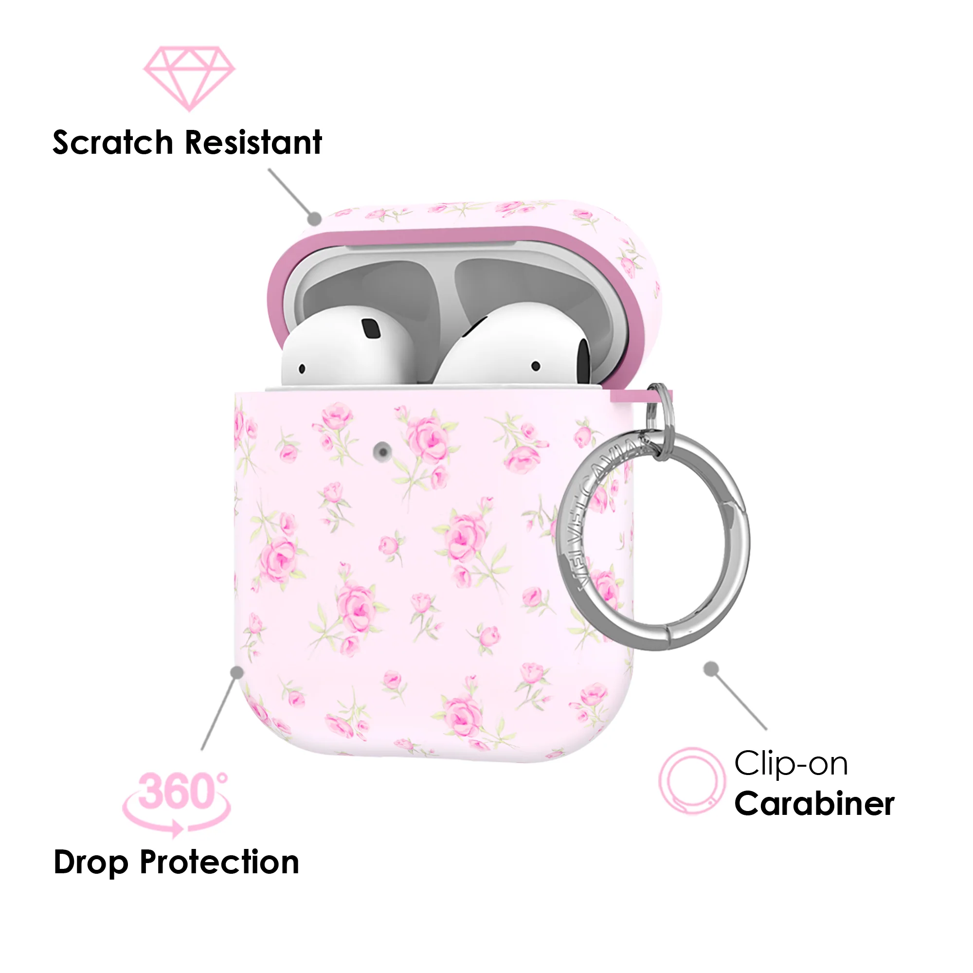 Dainty Pink Floral AirPod Case - Image 3