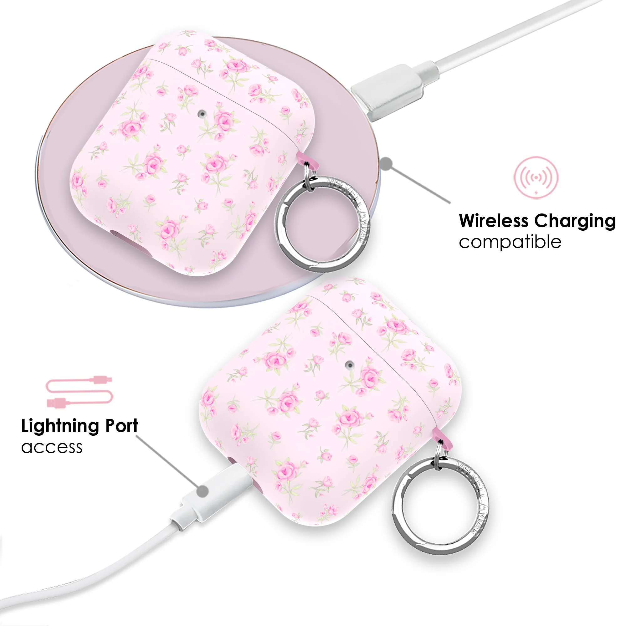 Dainty Pink Floral AirPod Case - Image 4