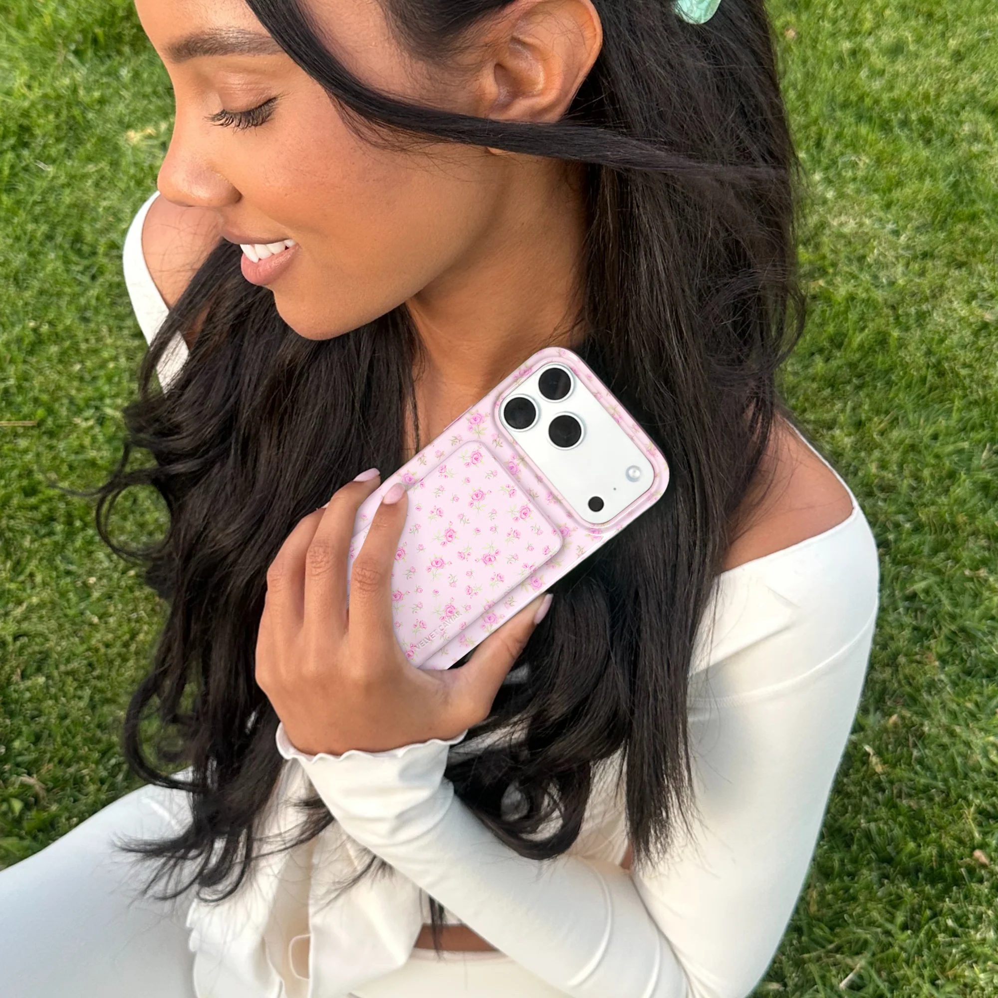 Dainty Pink Floral MagSafe Wallet - Image 2