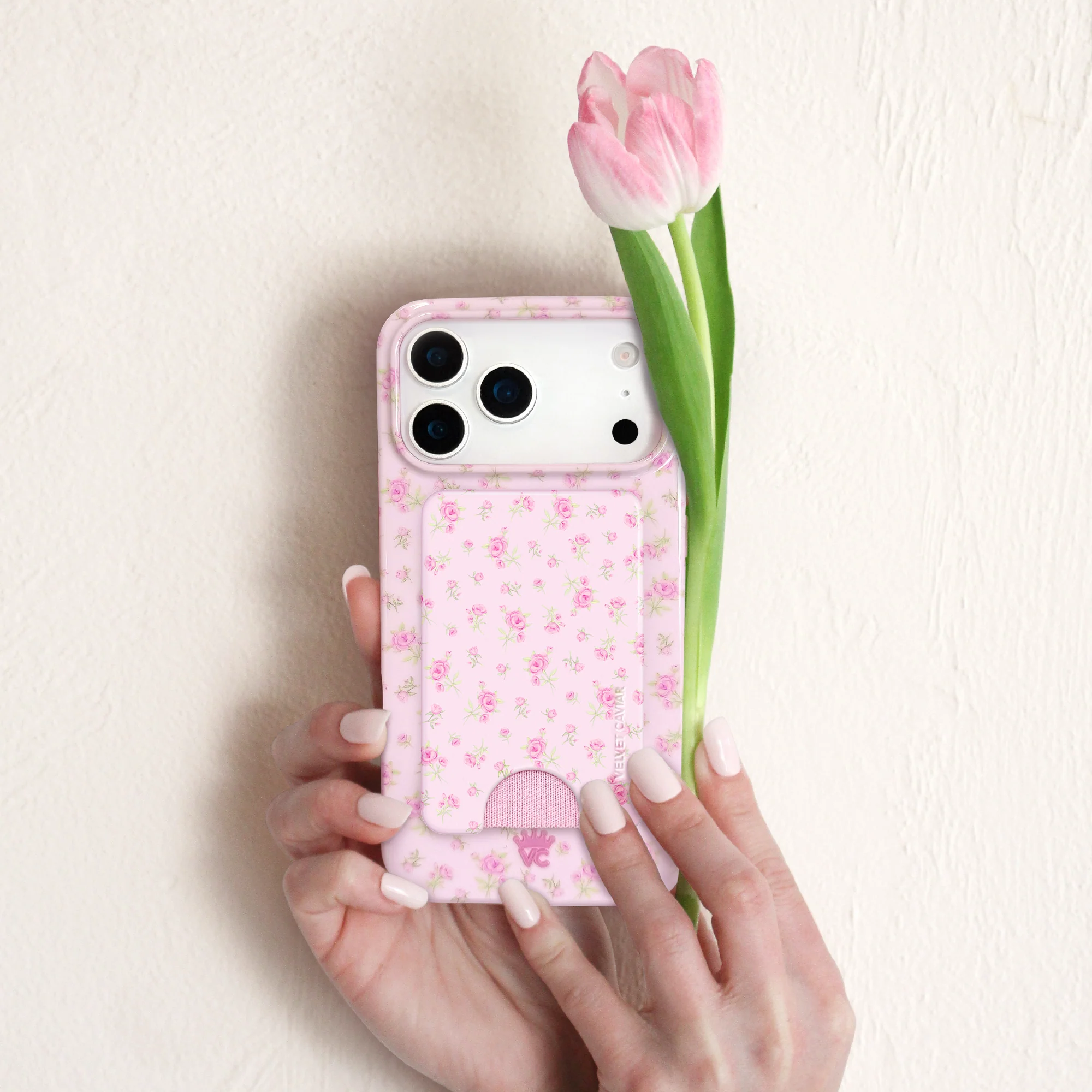 Dainty Pink Floral MagSafe Wallet - Image 7