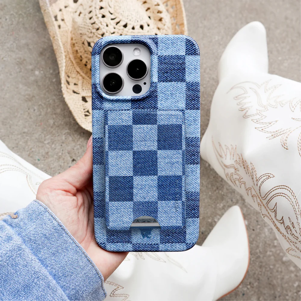 Denim Checker Magsafe Wallet - Image 2