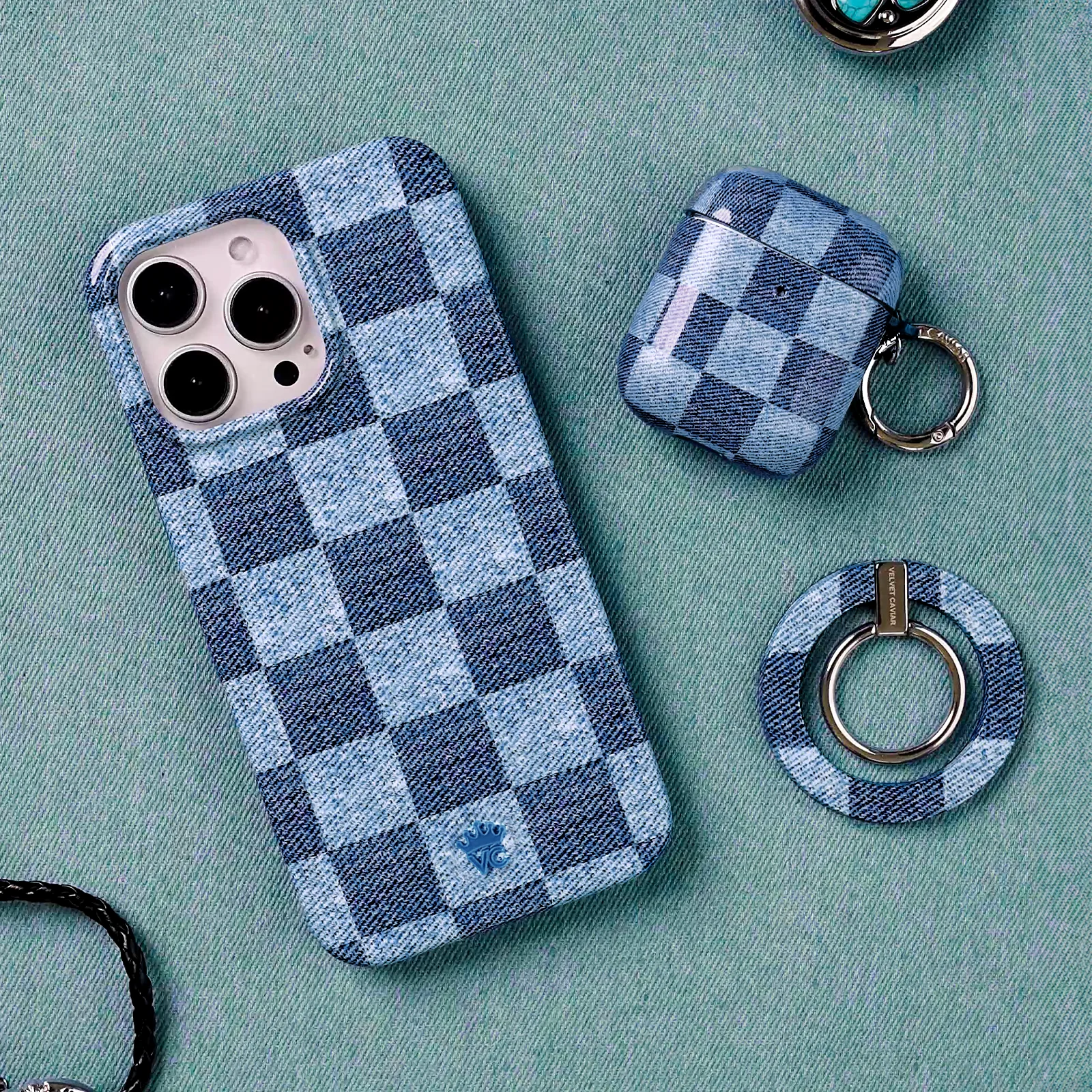 Denim Vibe Checkered AirPod Case - Image 12