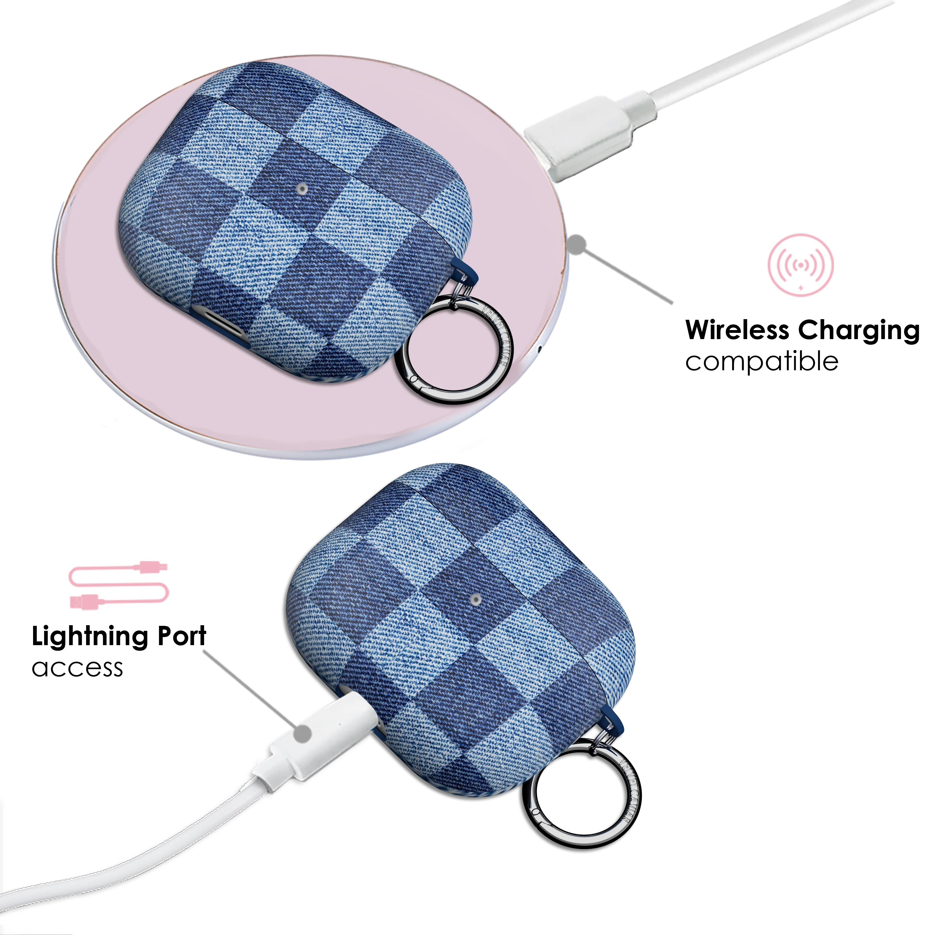 Denim Vibe Checkered AirPod Case - Image 14