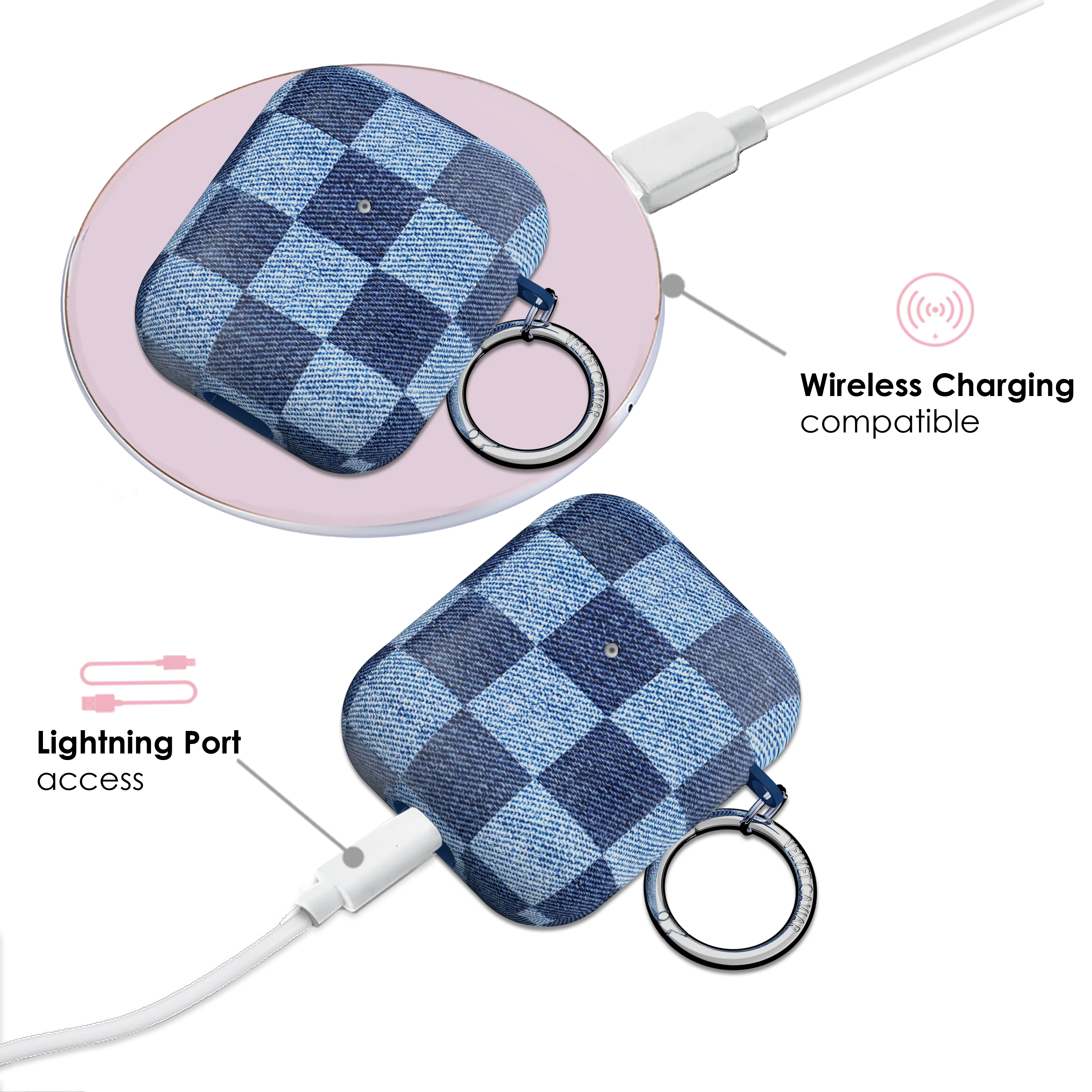 Denim Vibe Checkered AirPod Case - Image 4