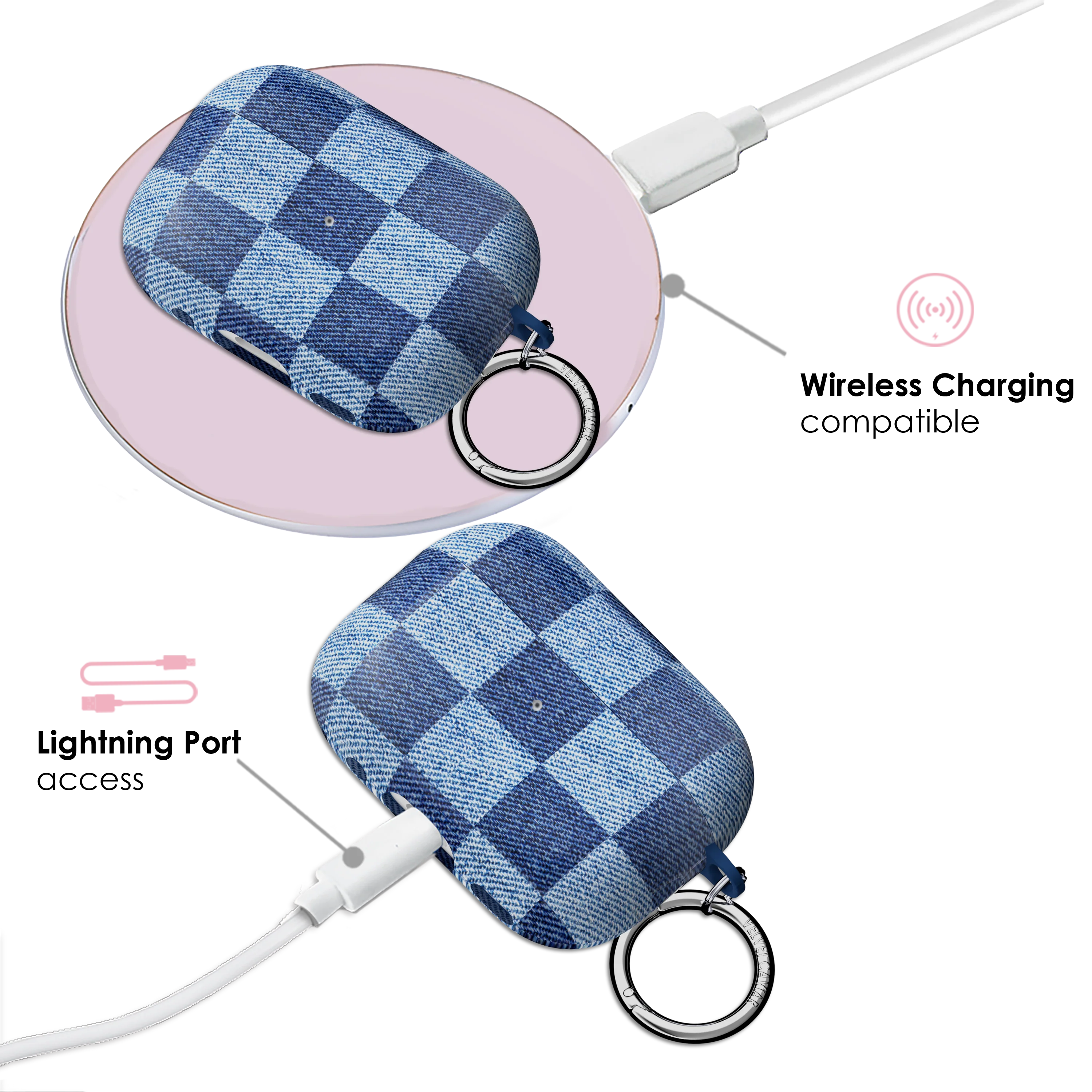 Denim Vibe Checkered AirPod Case - Image 9