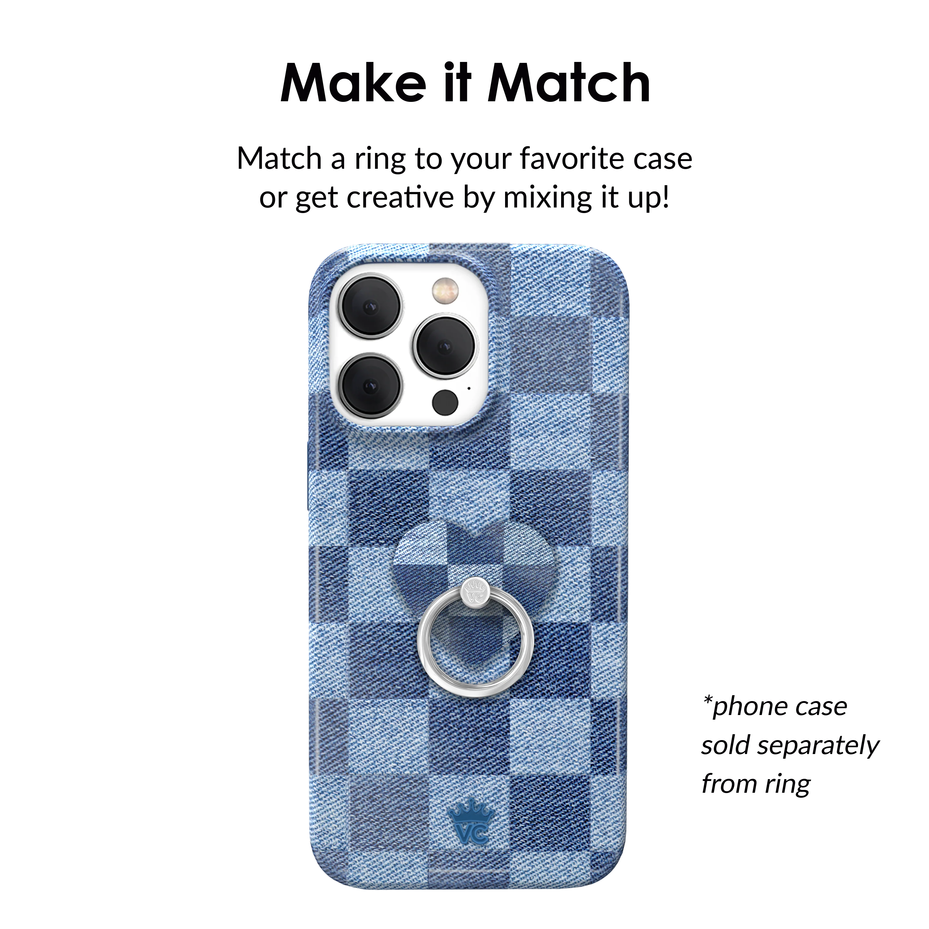 Denim Vibe Checkered Phone Ring - Image 3