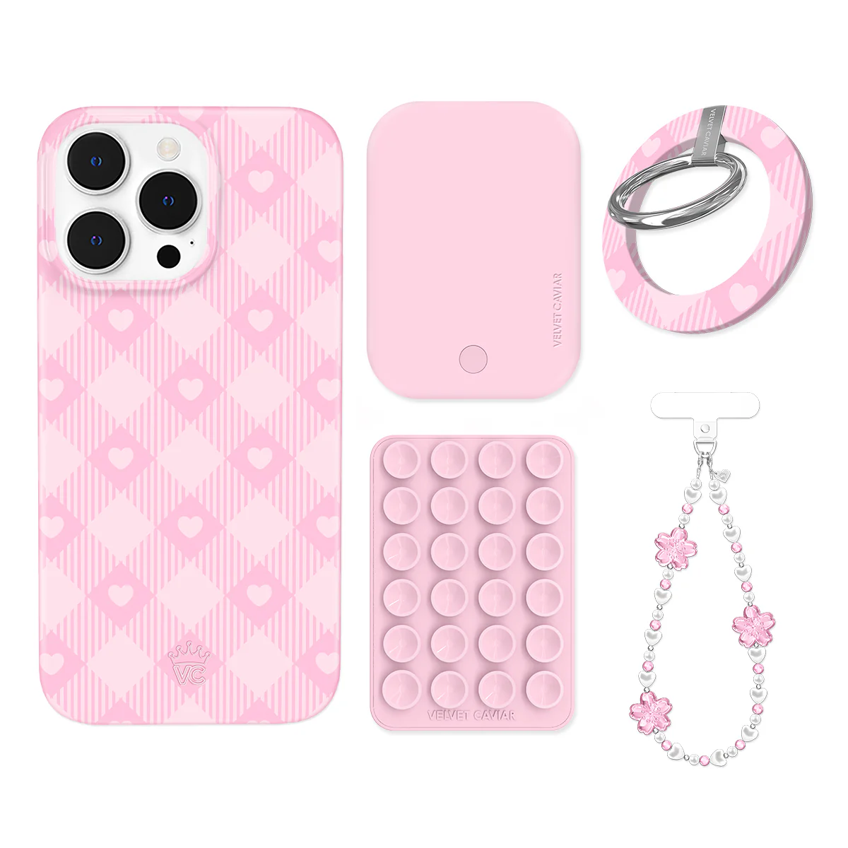 Dolly Pink Gingham iPhone Bundle Set - Grip - Image 10