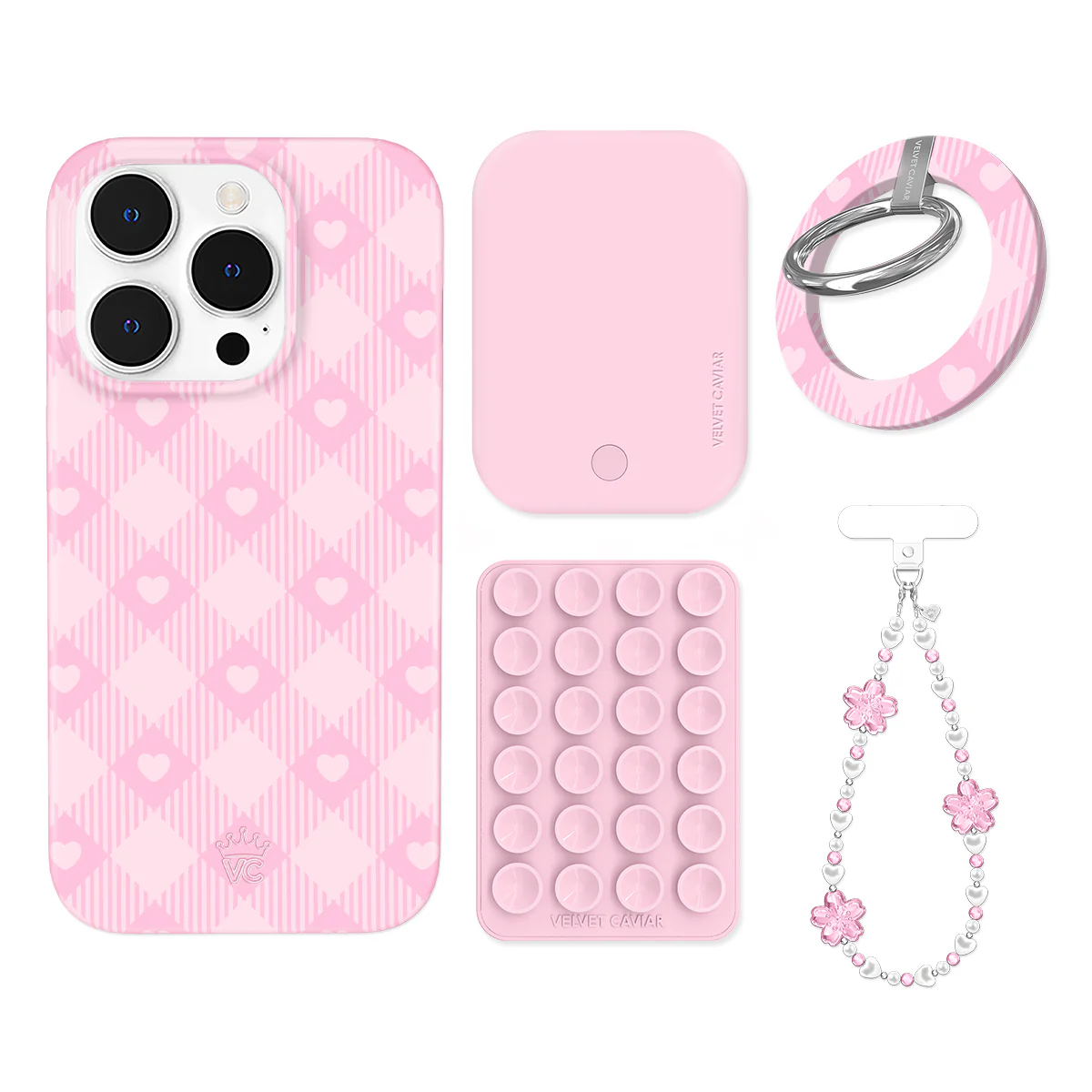 Dolly Pink Gingham iPhone Bundle Set - Grip - Image 11