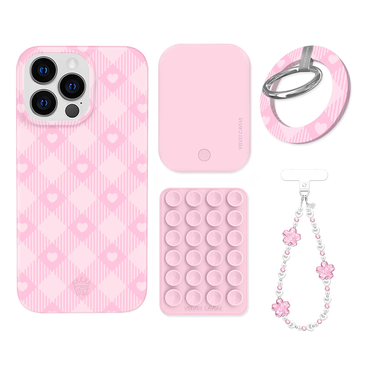 Dolly Pink Gingham iPhone Bundle Set - Grip - Image 13