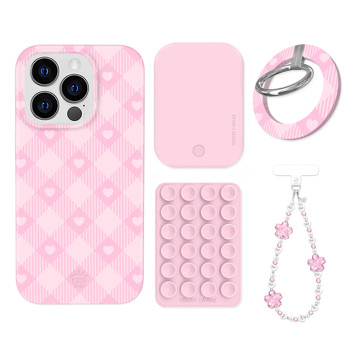 Dolly Pink Gingham iPhone Bundle Set - Grip - Image 14