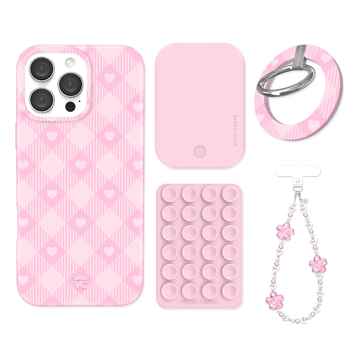 Dolly Pink Gingham iPhone Bundle Set - Grip - Image 2