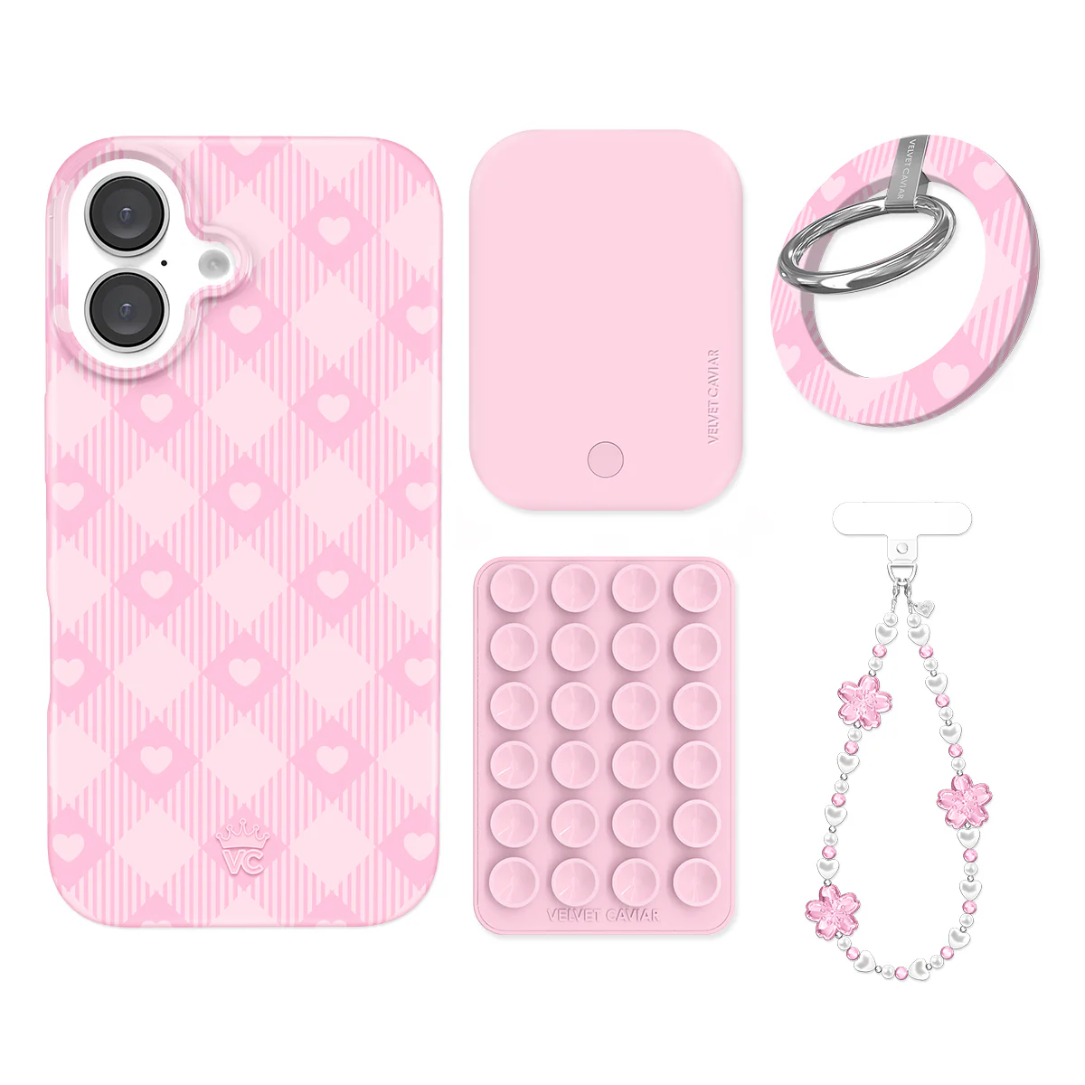 Dolly Pink Gingham iPhone Bundle Set - Grip - Image 4
