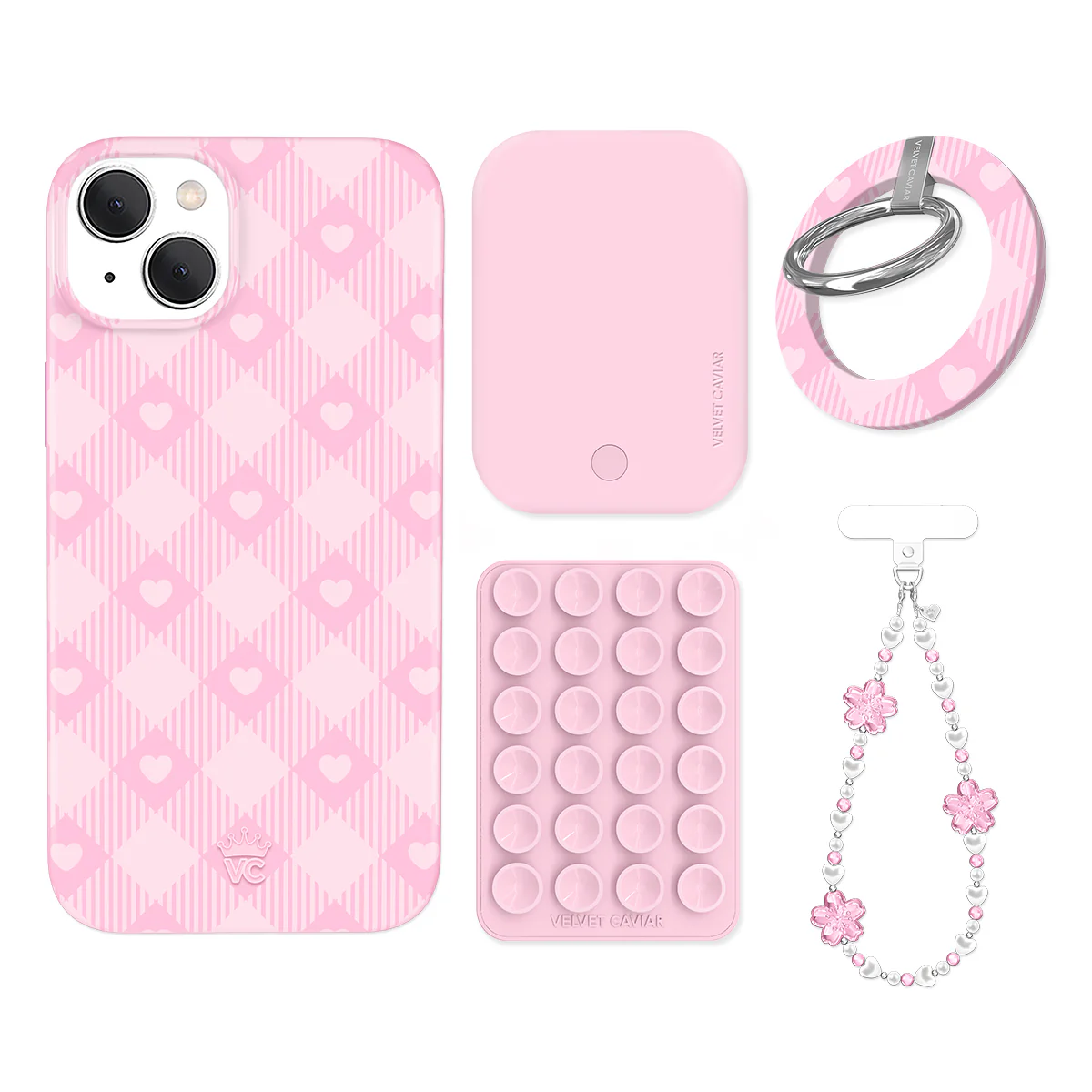 Dolly Pink Gingham iPhone Bundle Set - Grip - Image 5