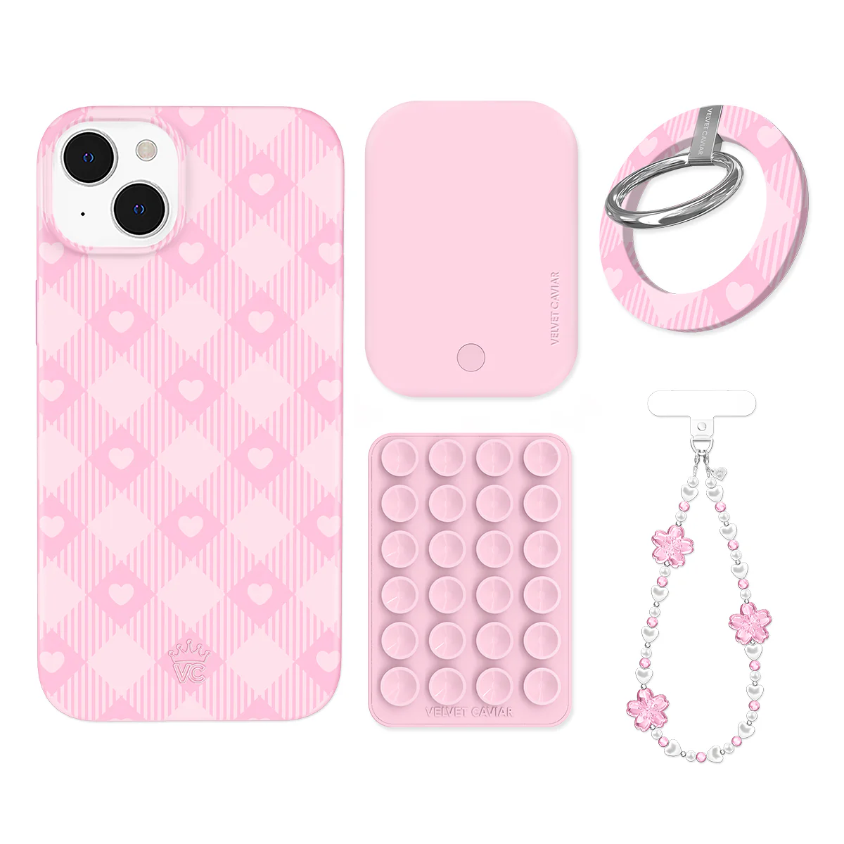 Dolly Pink Gingham iPhone Bundle Set - Grip - Image 9