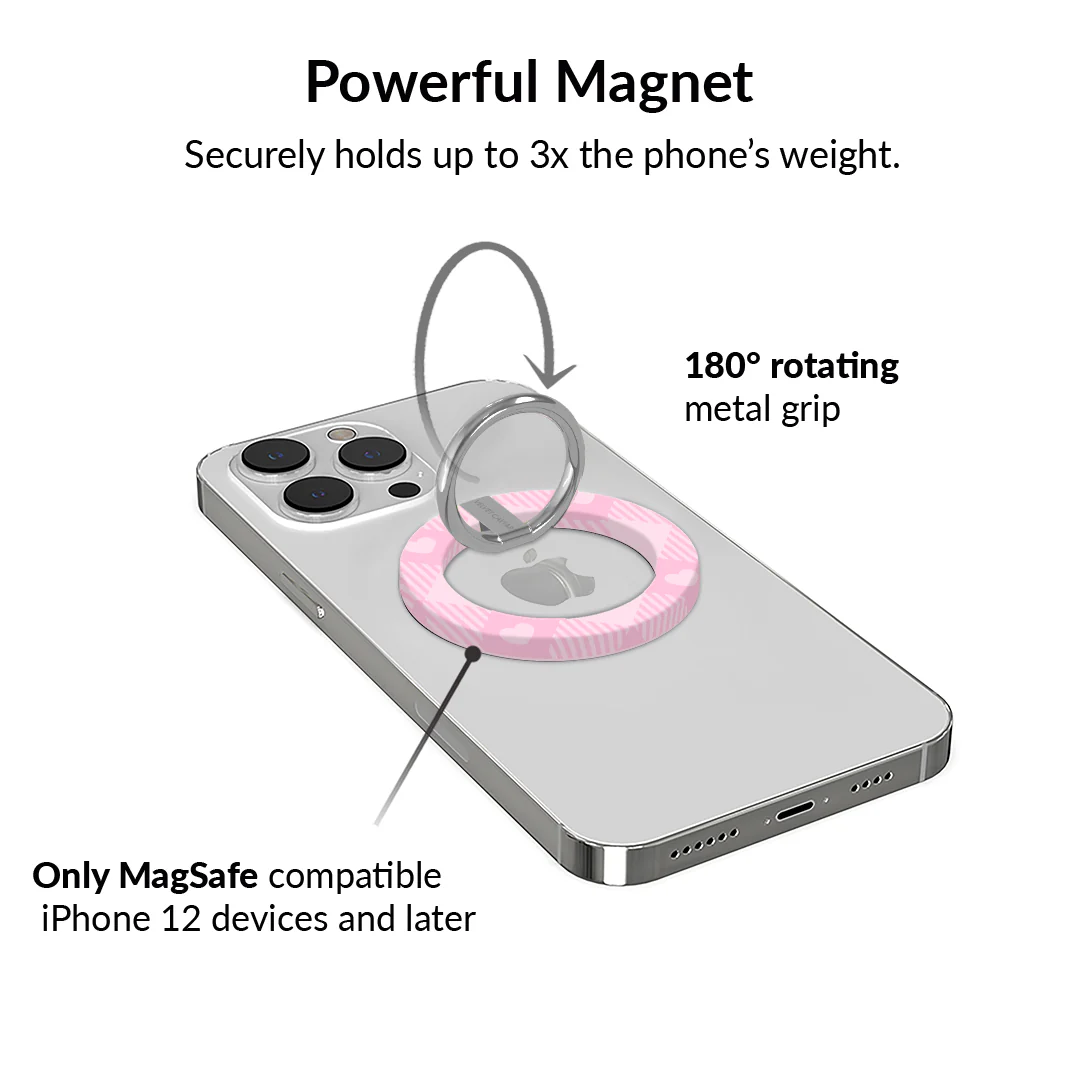 Dolly Pink Gingham MagSafe Grip Ring - Image 3