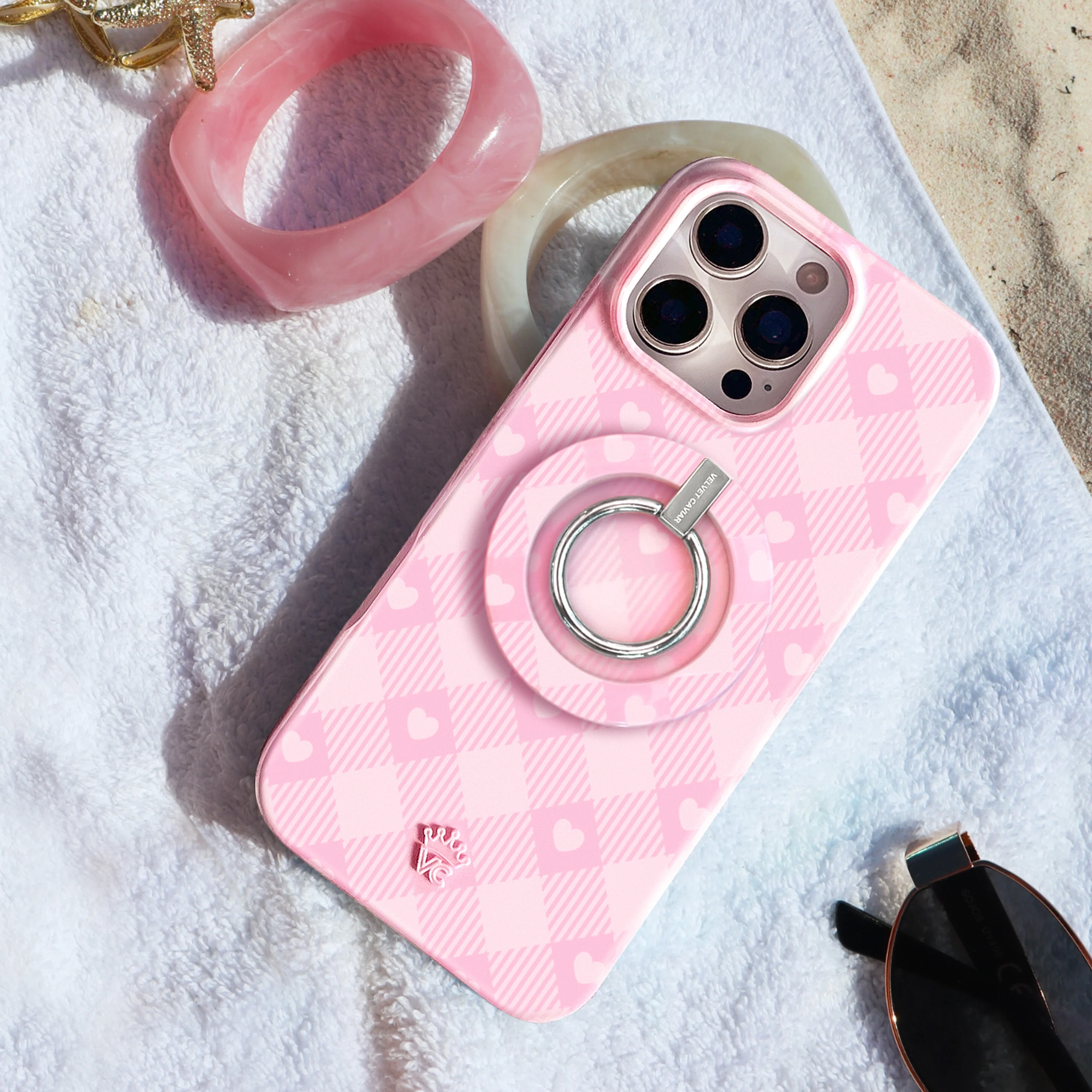 Dolly Pink Gingham MagSafe Grip Ring - Image 6