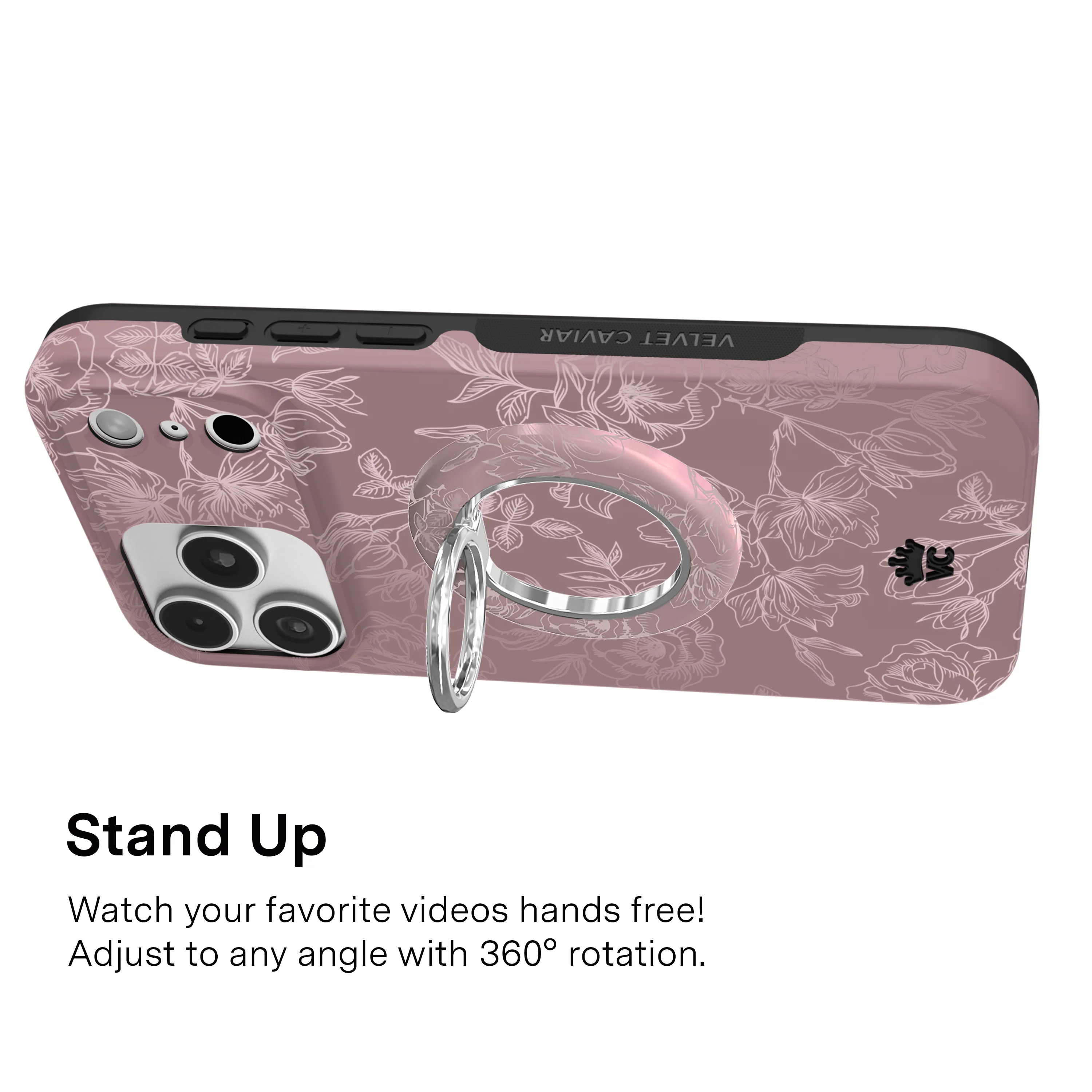 Dusty Floral Chrome MagSafe Grip Ring - Image 4