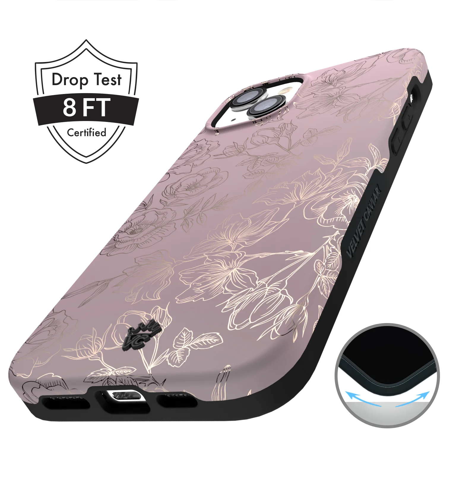 Dusty Rose Chrome Floral iPhone Case - Image 131
