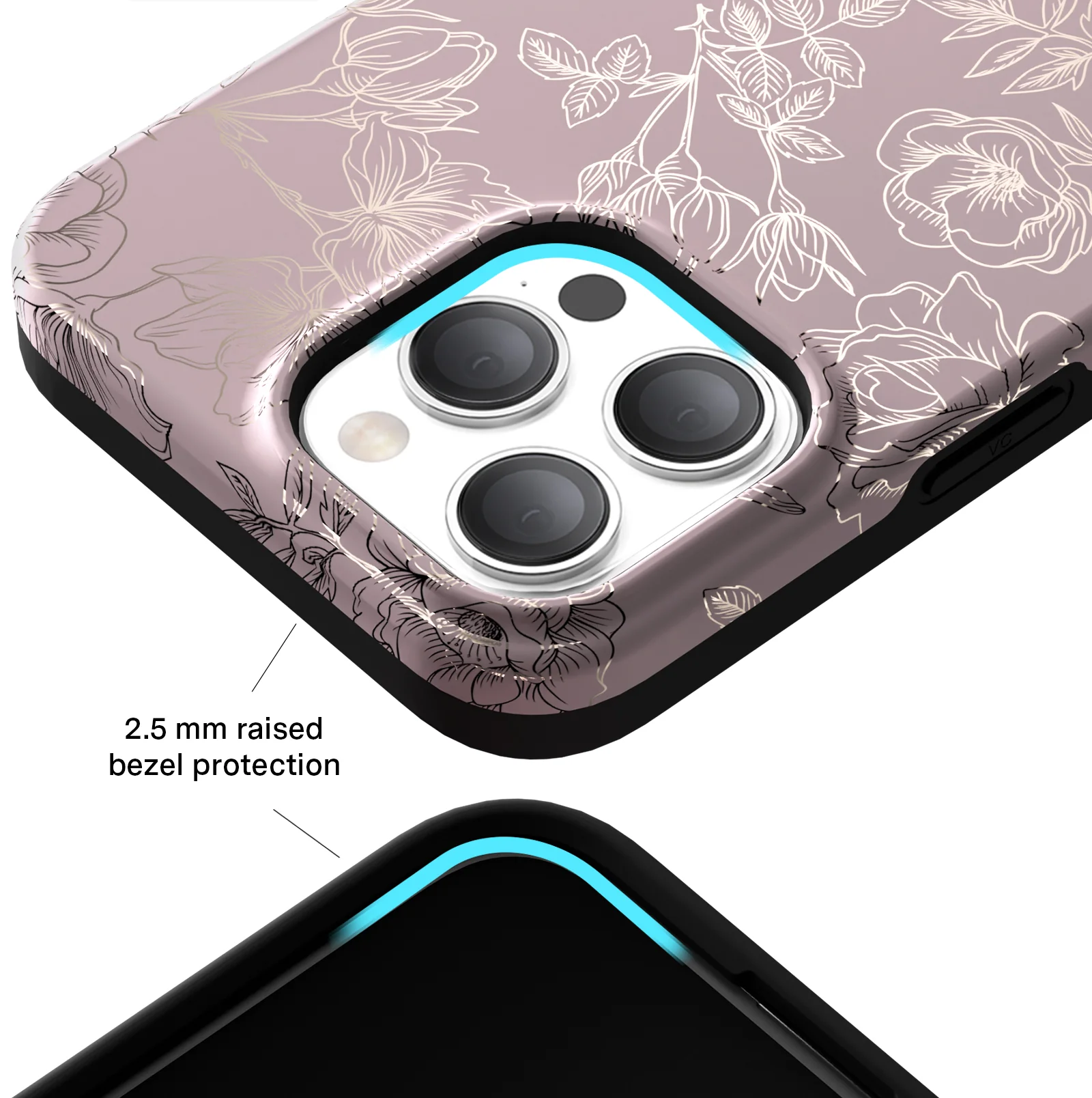 Dusty Rose Chrome Floral iPhone Case - Image 134