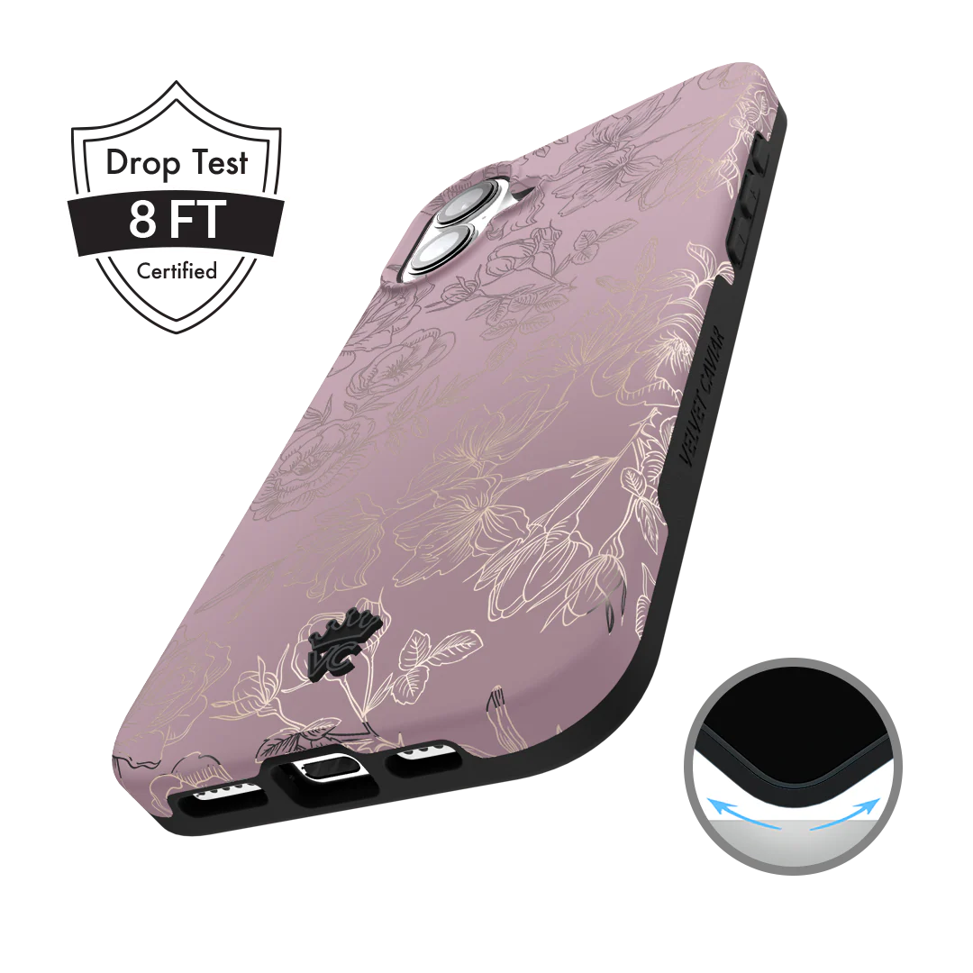 Dusty Rose Chrome Floral iPhone Case - Image 156