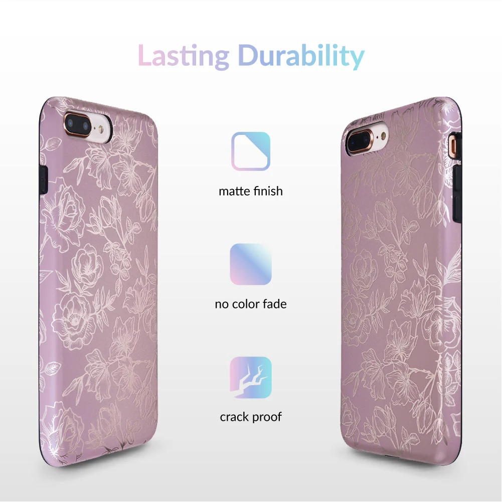Dusty Rose Chrome Floral iPhone Case - Image 16