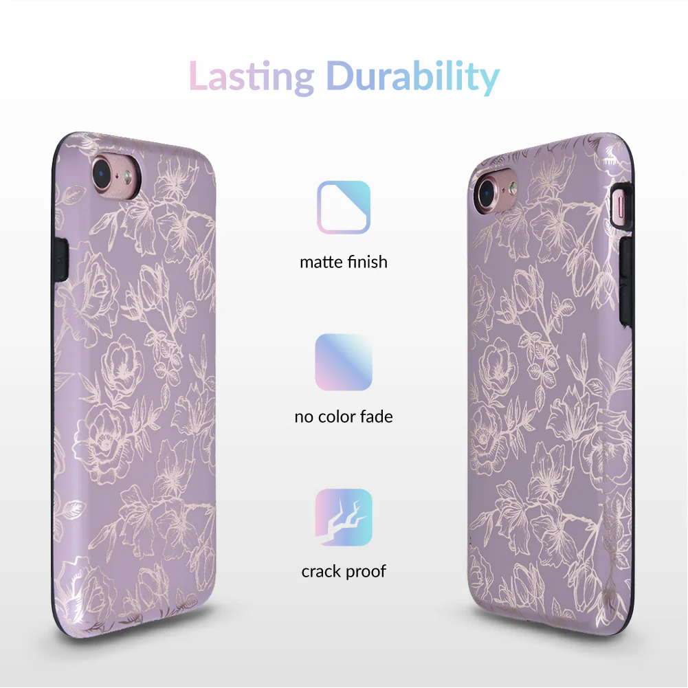 Dusty Rose Chrome Floral iPhone Case - Image 4