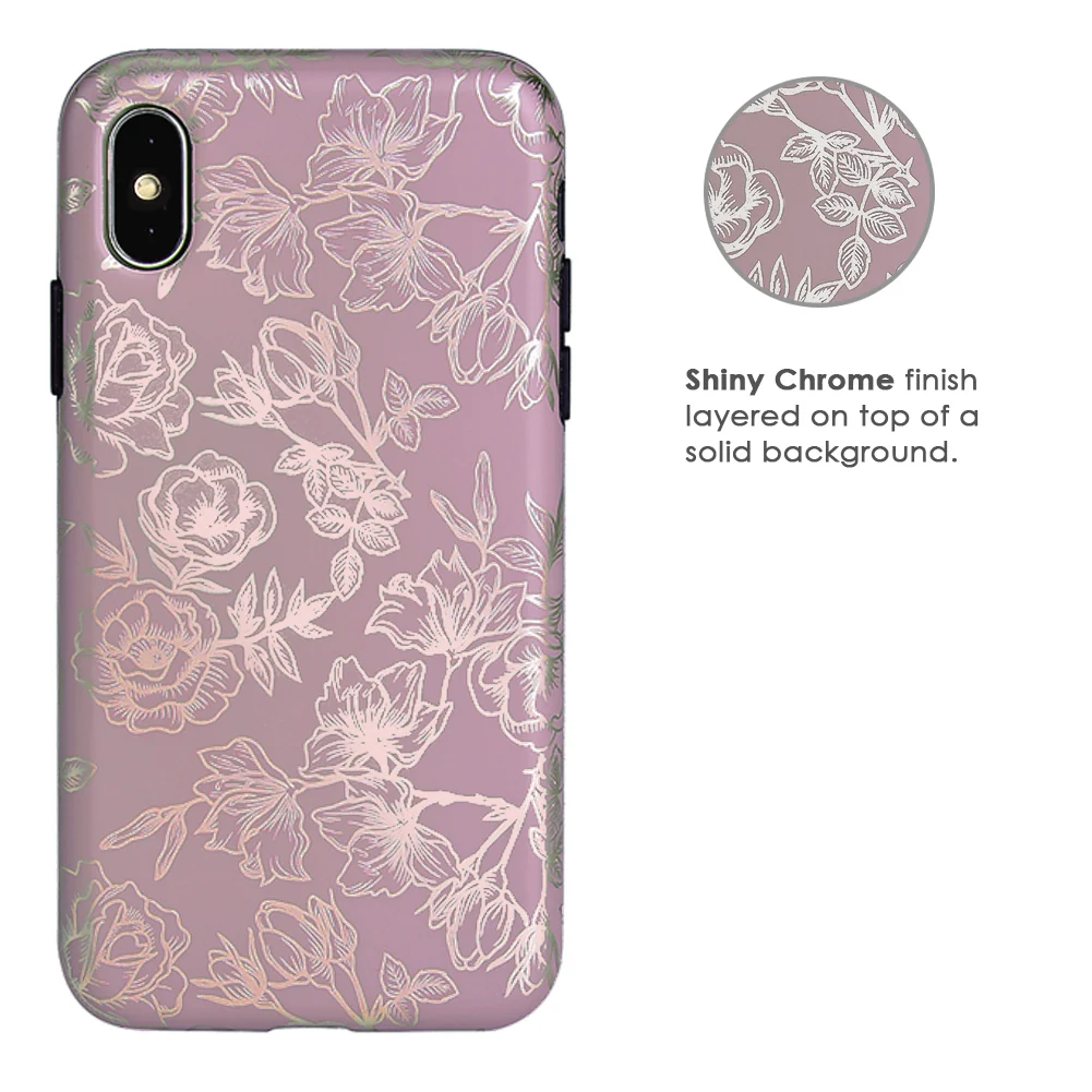 Dusty Rose Chrome Floral iPhone Case - Image 41