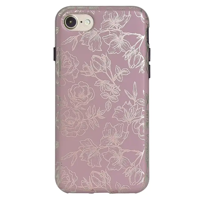 Dusty Rose Chrome Floral iPhone Case - Image 43