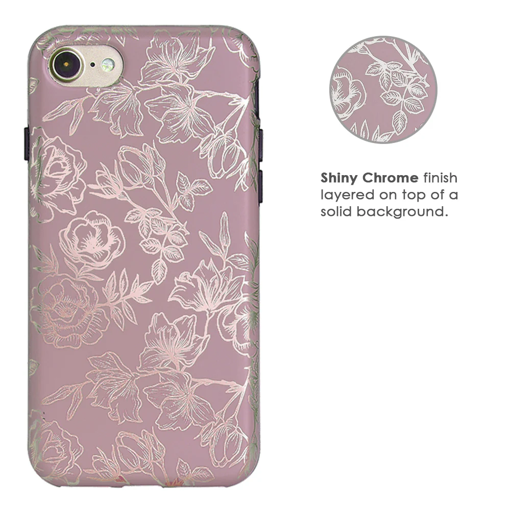 Dusty Rose Chrome Floral iPhone Case - Image 6
