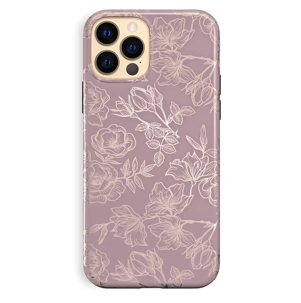 Dusty Rose Chrome Floral iPhone Case - Image 63