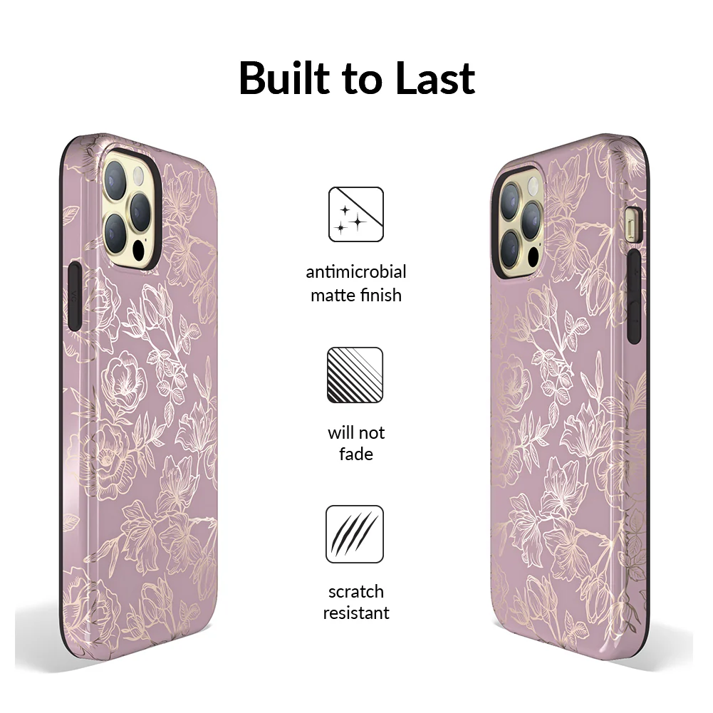 Dusty Rose Chrome Floral iPhone Case - Image 66