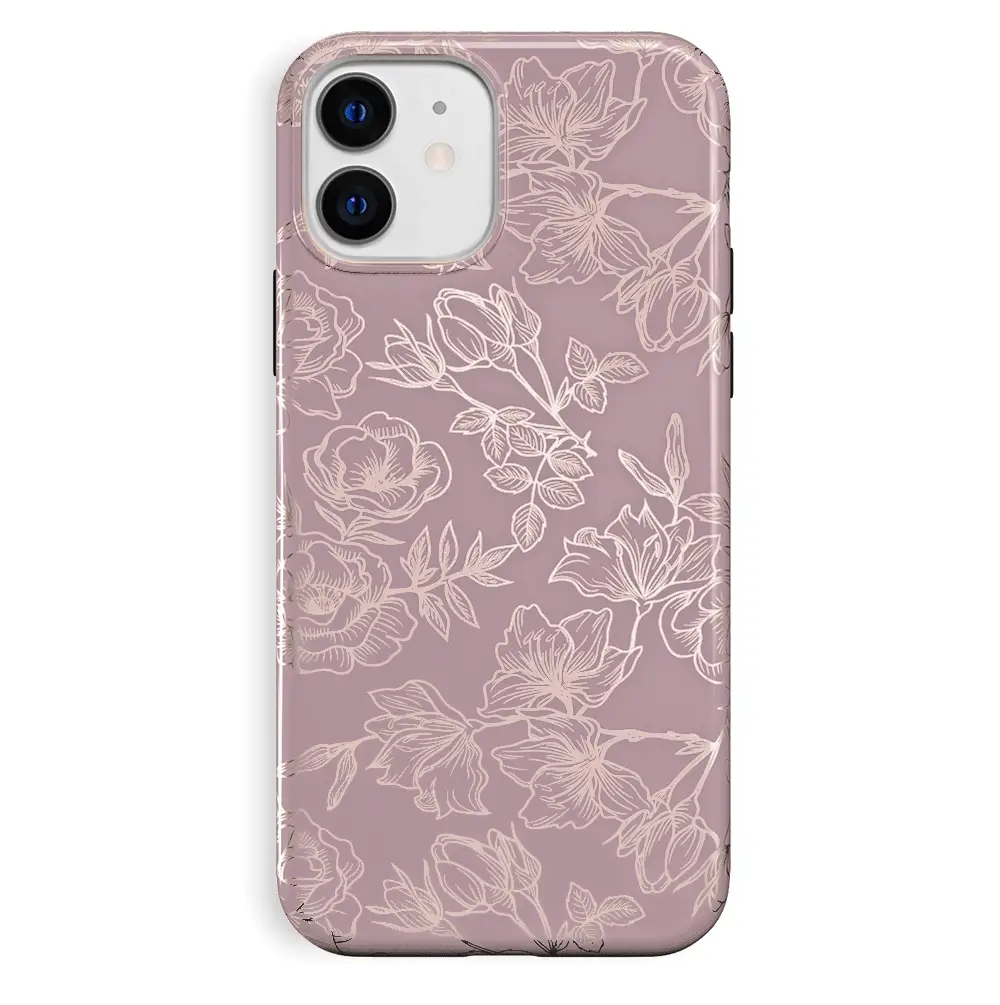 Dusty Rose Chrome Floral iPhone Case - Image 73